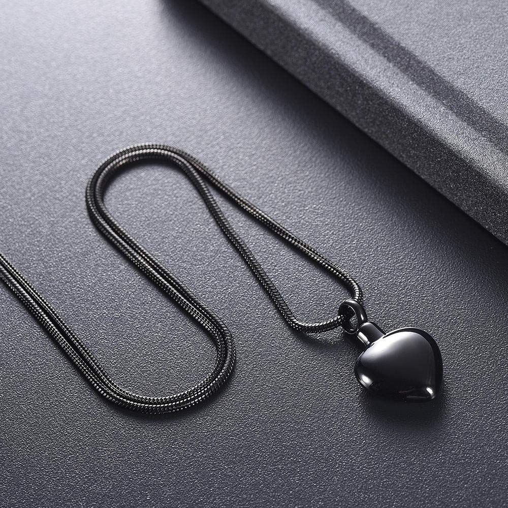Heart-Shaped 316L Stainless Steel Cremation Necklace for Ashes - Memorial Urn Pendant for Women, Funeral Keepsake Gift (Black, 3-Piece Set) - Perfect for Honoring Loved Ones at Memorials & Special Occasions