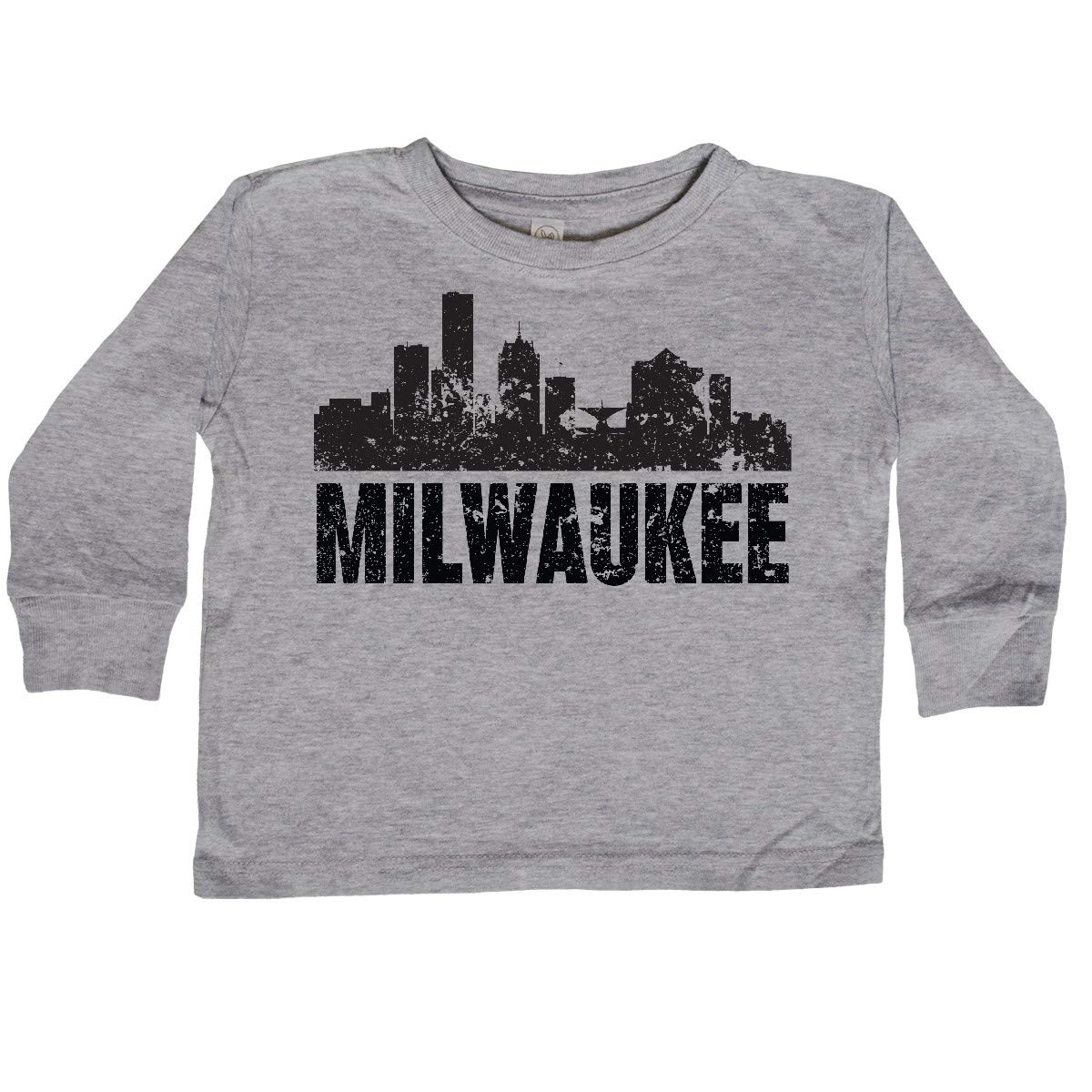 Inktastic Milwaukee Skyline Grunge Toddler Long Sleeve T-Shirt | Graphic Print Baby Shirt for Boys & Girls | Perfect for Family Outings, City Tours & Casual Wear
