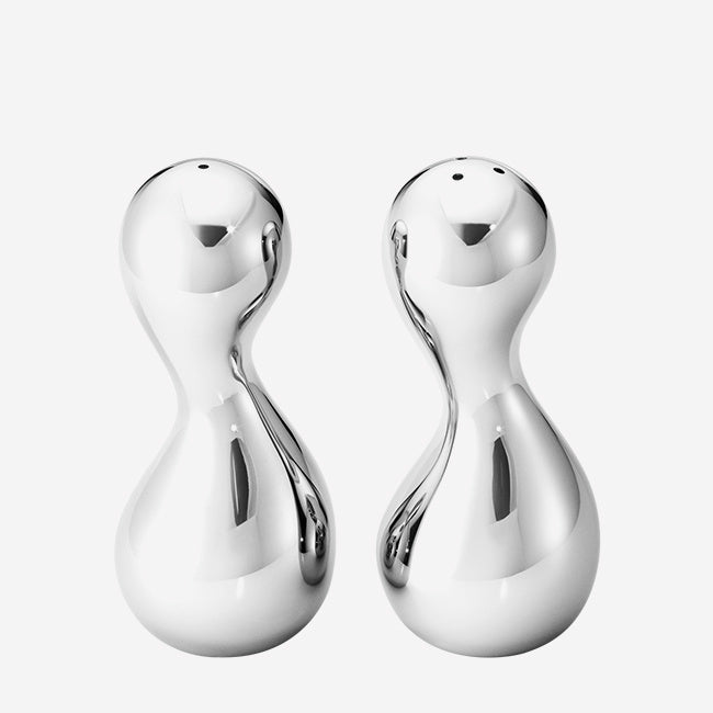 Georg Jensen Cobra Salt & Pepper Shaker Set - Premium Stainless Steel Silver Spice Dispenser for Dining Table & Kitchen Decor | Elegant Gift for Housewarming & Wedding
