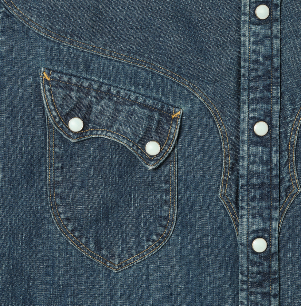 Stevenson Overall Co. CD3 Cody Snap Indigo Western Denim Shirt - Faded Vintage Wash for Men | Western Style, Casual Wear & Outdoor Adventures