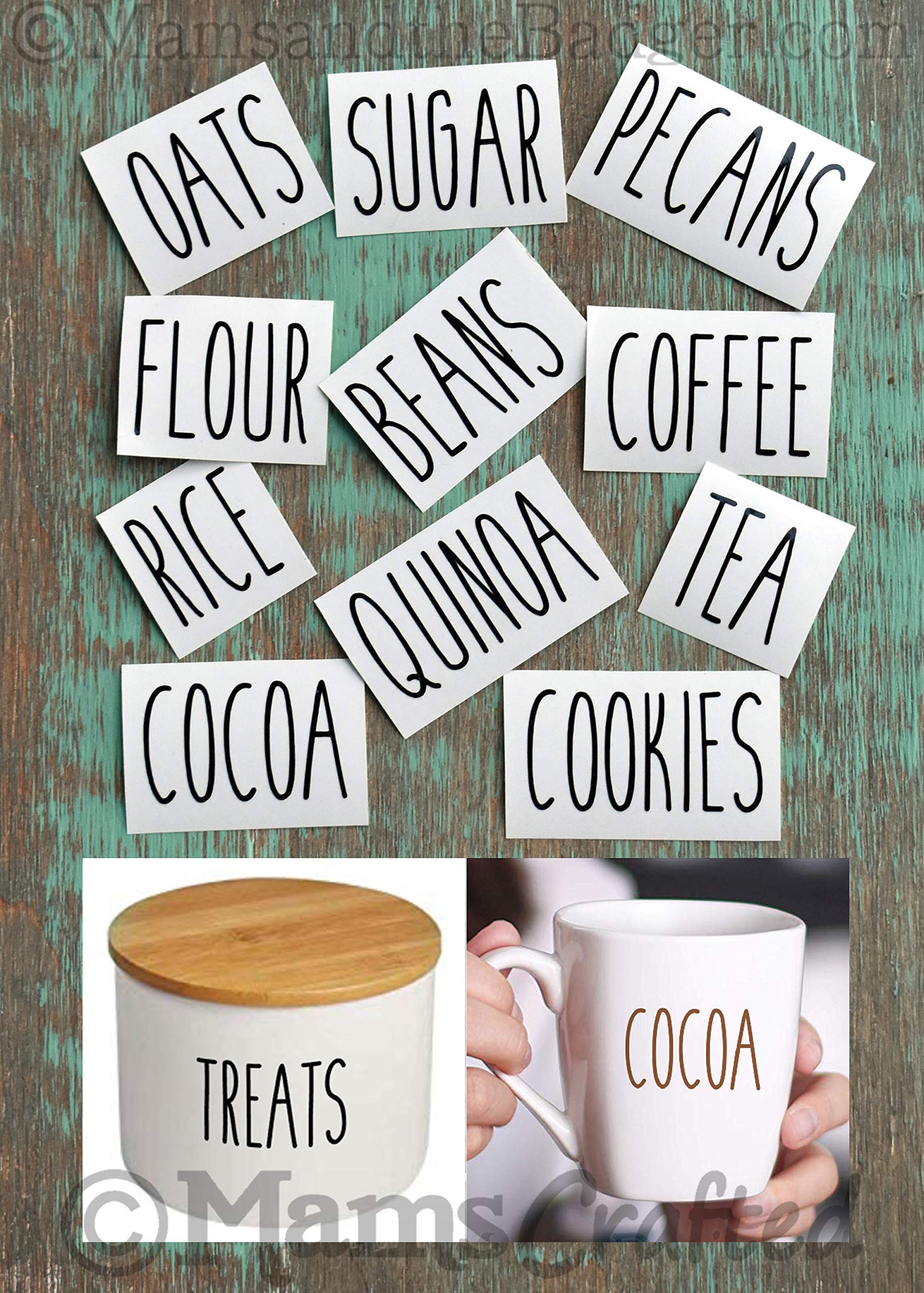 Kitchen Canister Decals & Pantry Labels Set - Reusable Food Storage Stickers for Jars, Containers & Canisters - Perfect for Kitchen Organization & Pantry Storage - Ideal for Home, Office & Restaurant Use