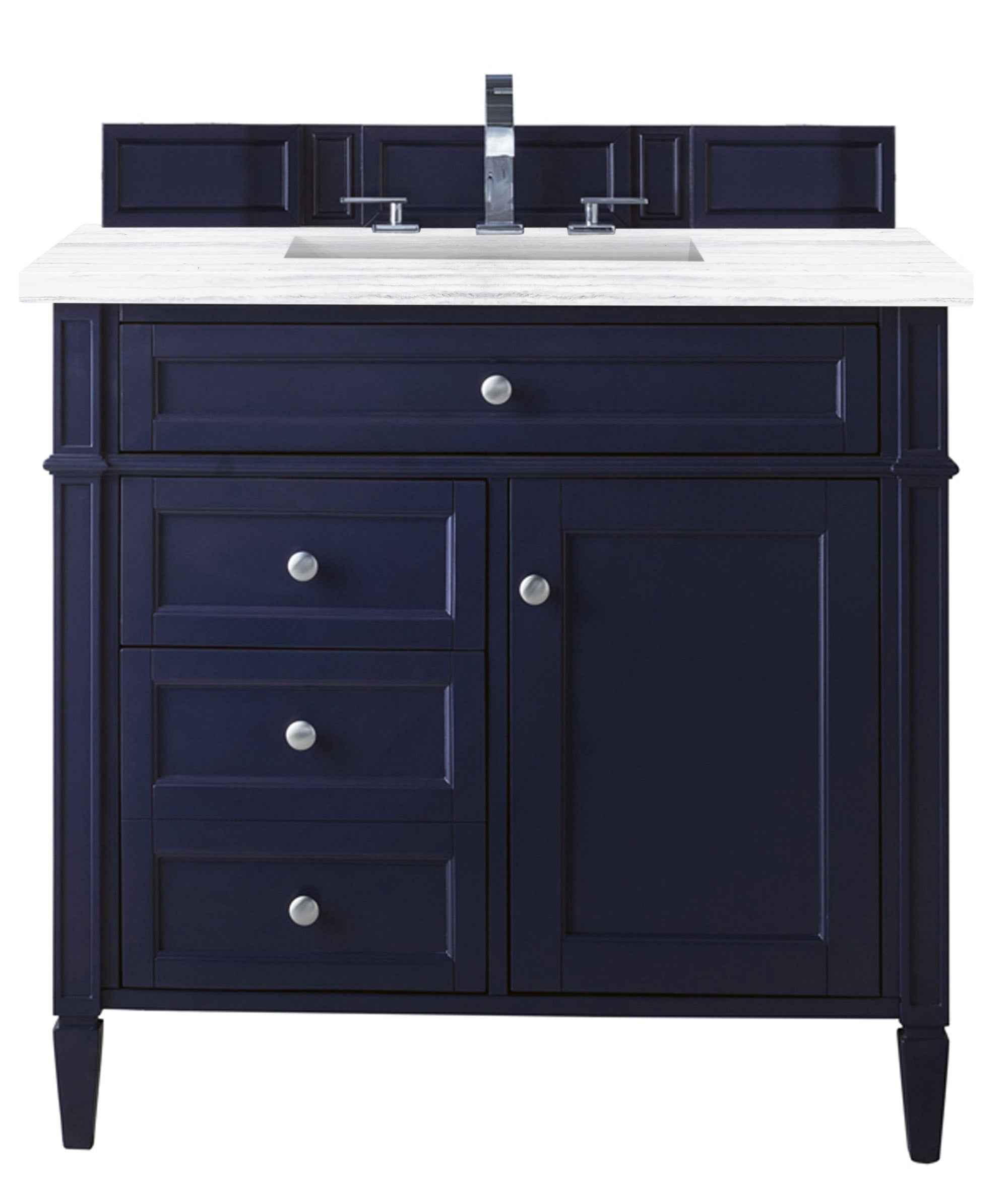 Brittany 36 Inch Single Bathroom Vanity with 3CM Carrara Marble Top in Victory Blue - Perfect for Modern Master Bathrooms & Powder Rooms