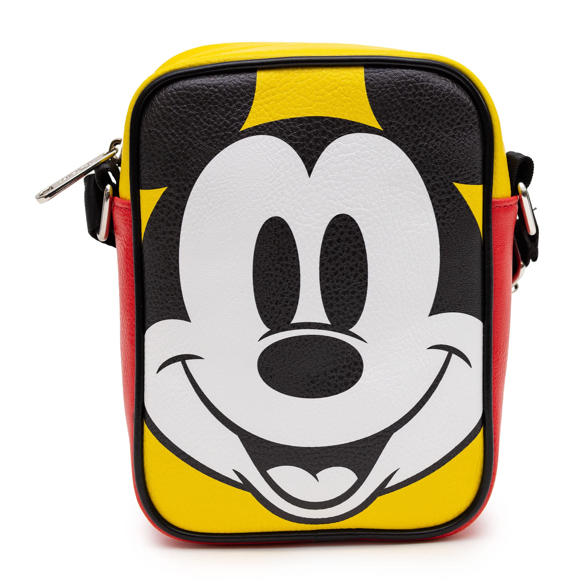 Disney Mickey Mouse Vegan Leather Crossbody Bag with Happy Face & Buttons Design - Perfect for Theme Parks, Travel & Everyday Use