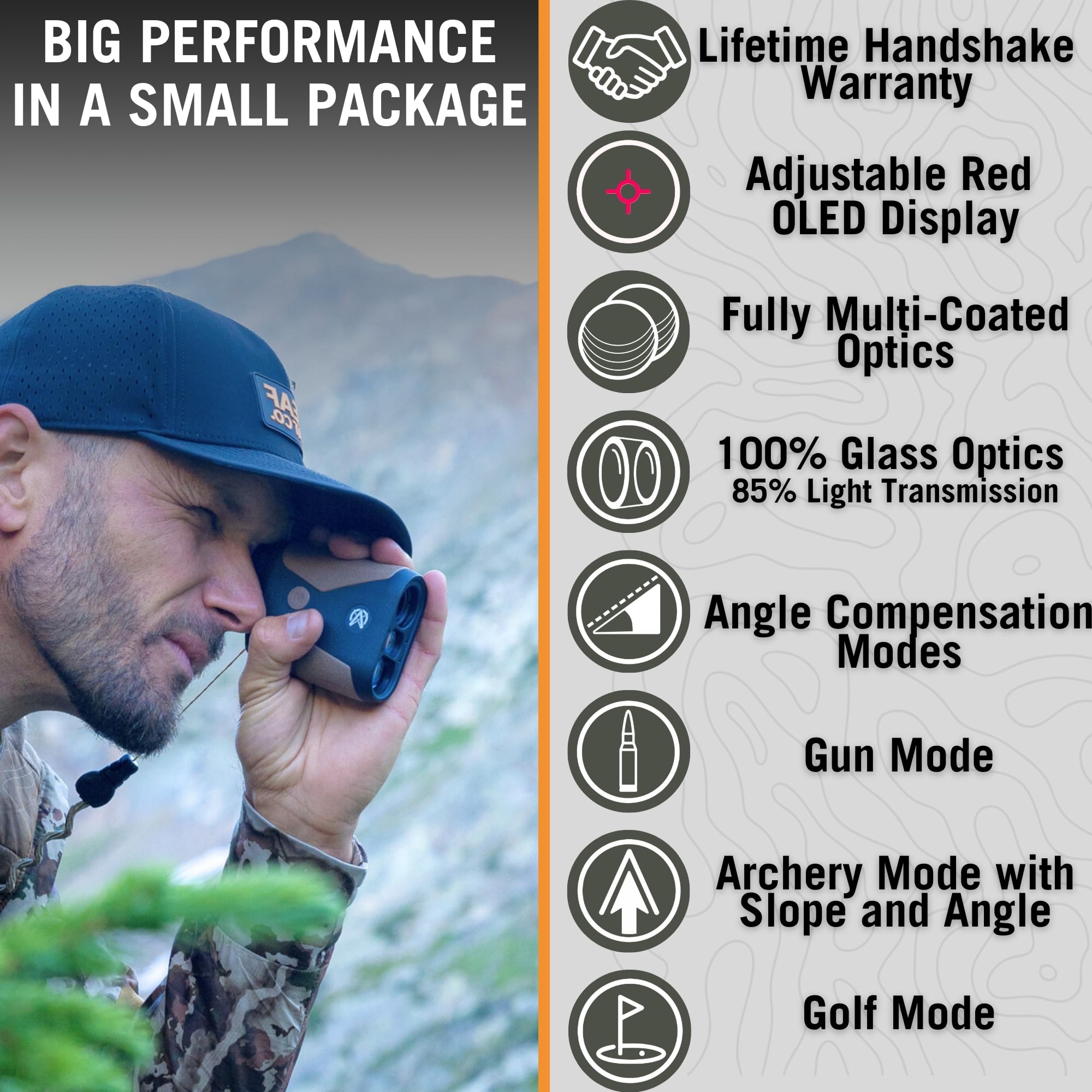 OTX/HTX1600 1760 Yards Laser Rangefinder for Hunting, Shooting & Golf - Red OLED/HD LCD Display, 0.10s Fast Measurement, ±1 Yard Accuracy | Perfect for Bow Hunting, Target Practice & Golf Course Distance Tracking