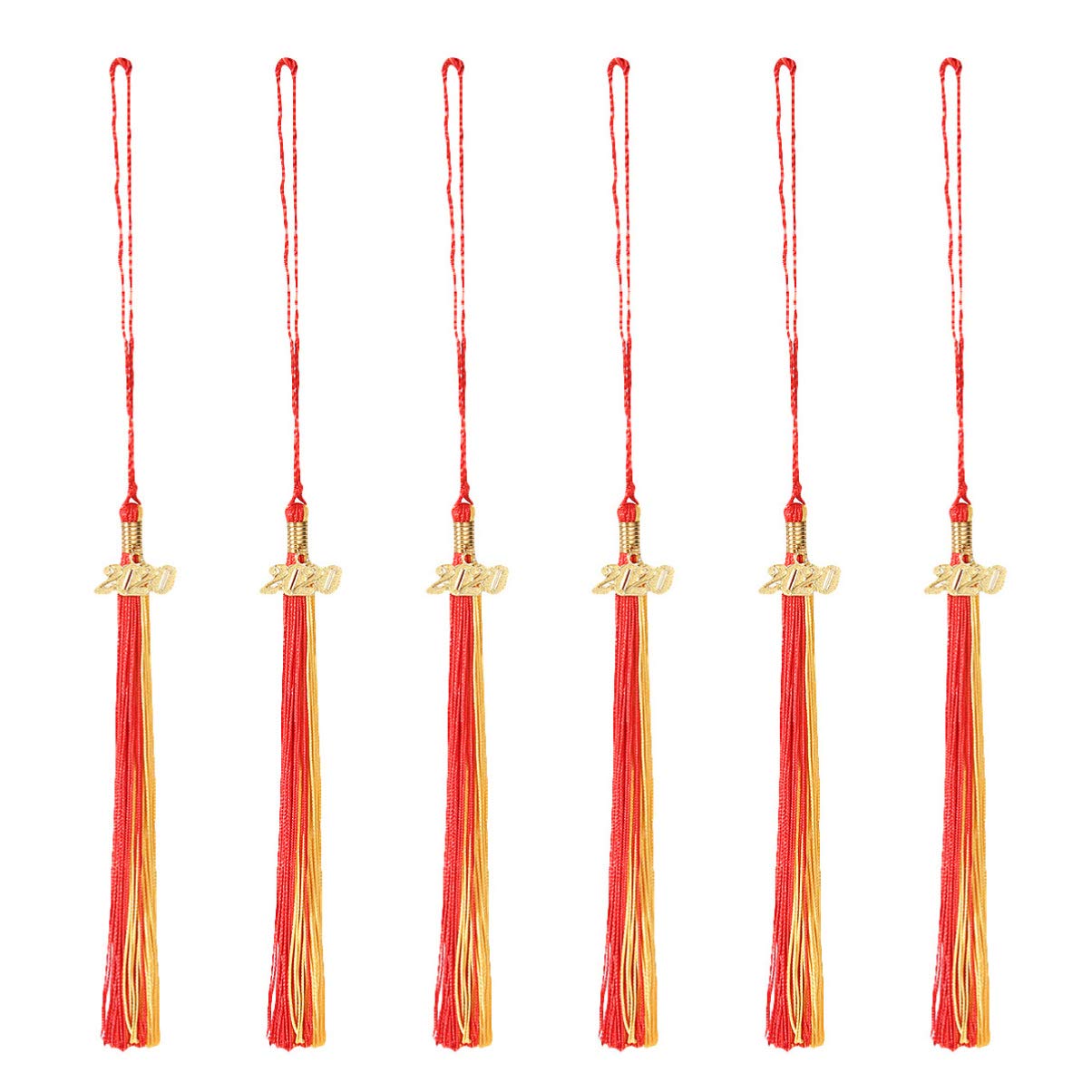 BESPORTBLE 6 Pack 2020 Graduation Tassels with Gold Charms - 40cm Red & Gold Graduation Party Favors, Photography Props, Gifts for High School & College Graduation Ceremony - Perfect for Graduation Decor, Photo Shoots and Commencement Celebrations