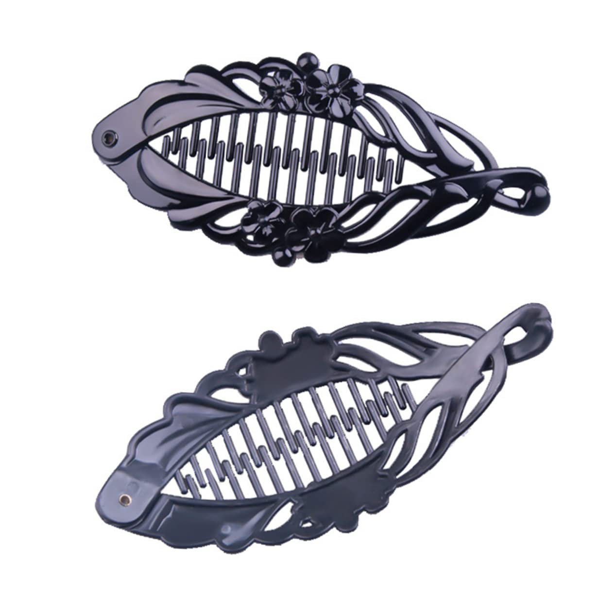 FOMIYES 5-Pack Banana Hair Clips for Fine & Curly Hair - Round Plastic Hair Clips for Women, Ponytail Holders & Hair Accessories (Perfect for Workouts, Office & Everyday Styling)