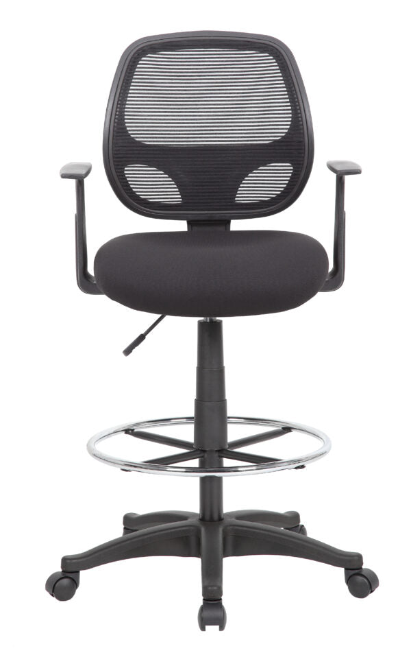 Boss Commercial Grade Mesh Stool with Arms - Heavy Duty Adjustable Bar Stool for Kitchen, Restaurant & Home Use