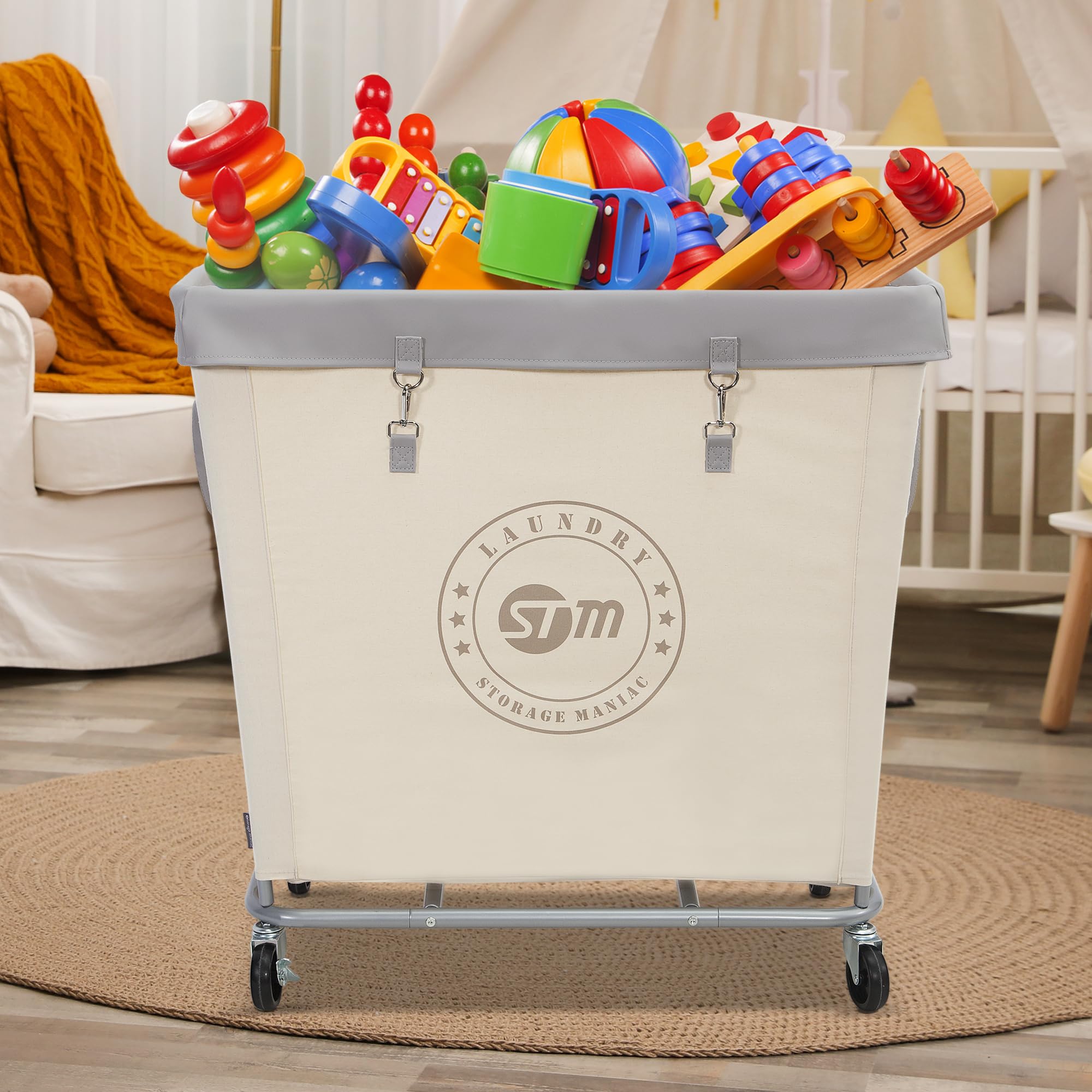 Heavy Duty Commercial Laundry Hamper Cart with Wheels - 320L Industrial Laundry Basket with Steel Frame for Hotel, Home & Laundry Room - 31.7