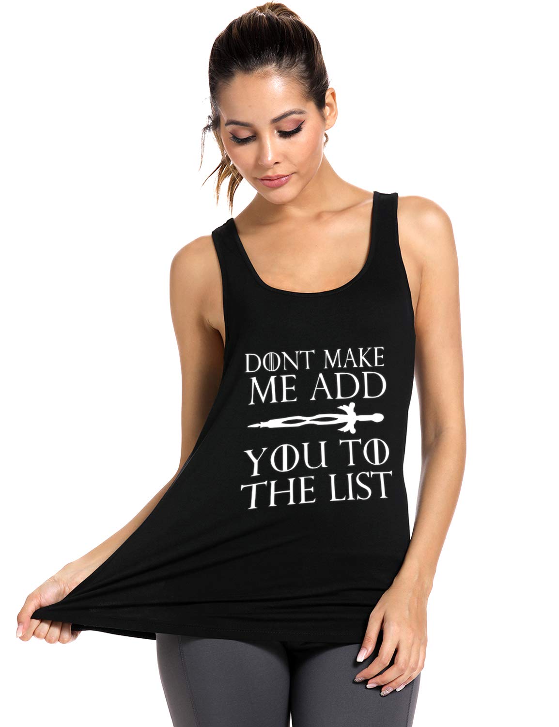 FANNOO Women's Workout Muscle Tank Tops - Game of Thrones Inspired Gym Shirts with Funny Sayings | Sleeveless Fitness Apparel for Running, Yoga & Weight Training