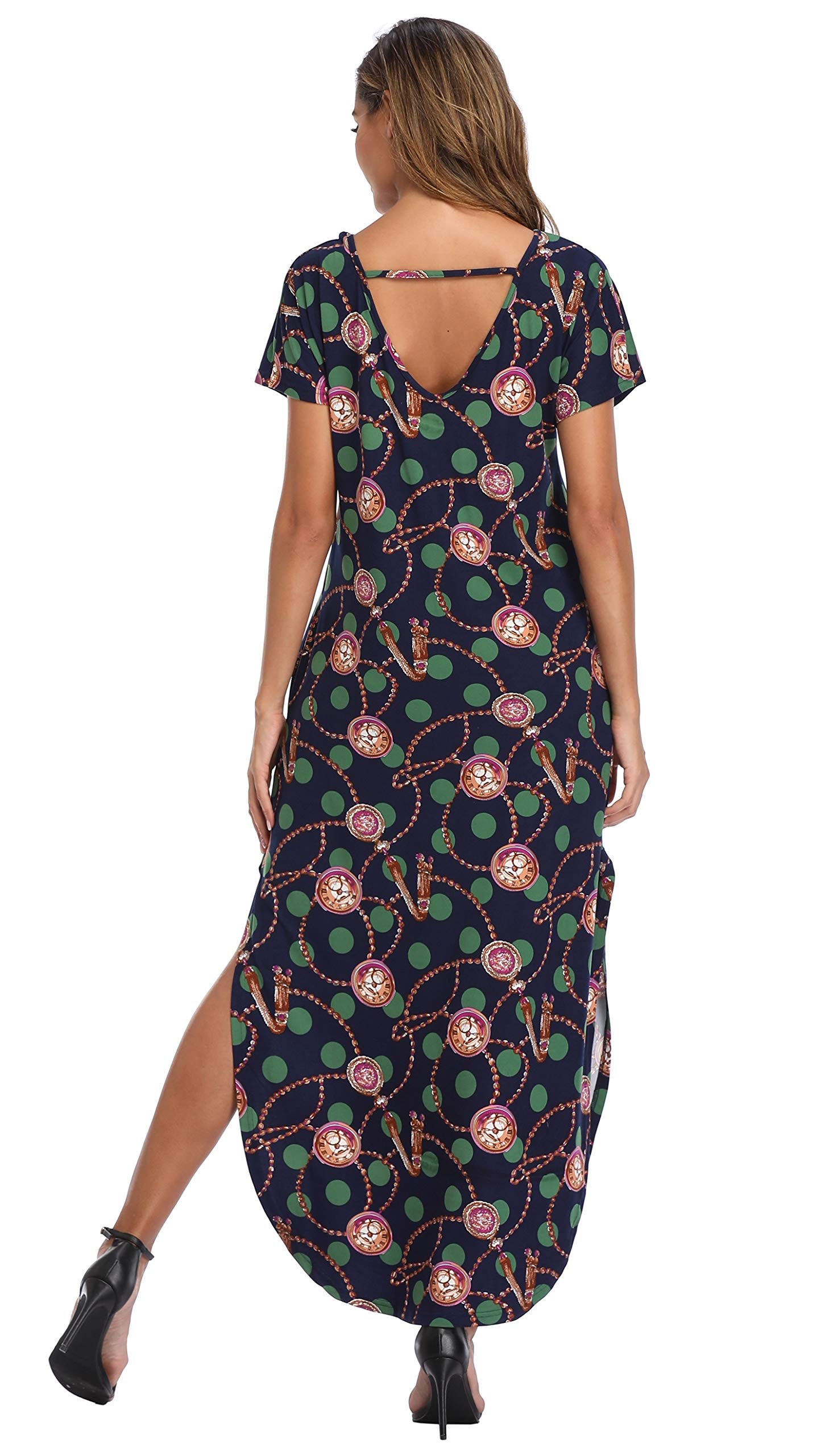 Floral Print Women's Maxi Dress - Long Casual Summer Beach Dress with Pockets for Outdoor Parties, Vacations & Boho Style Outfits