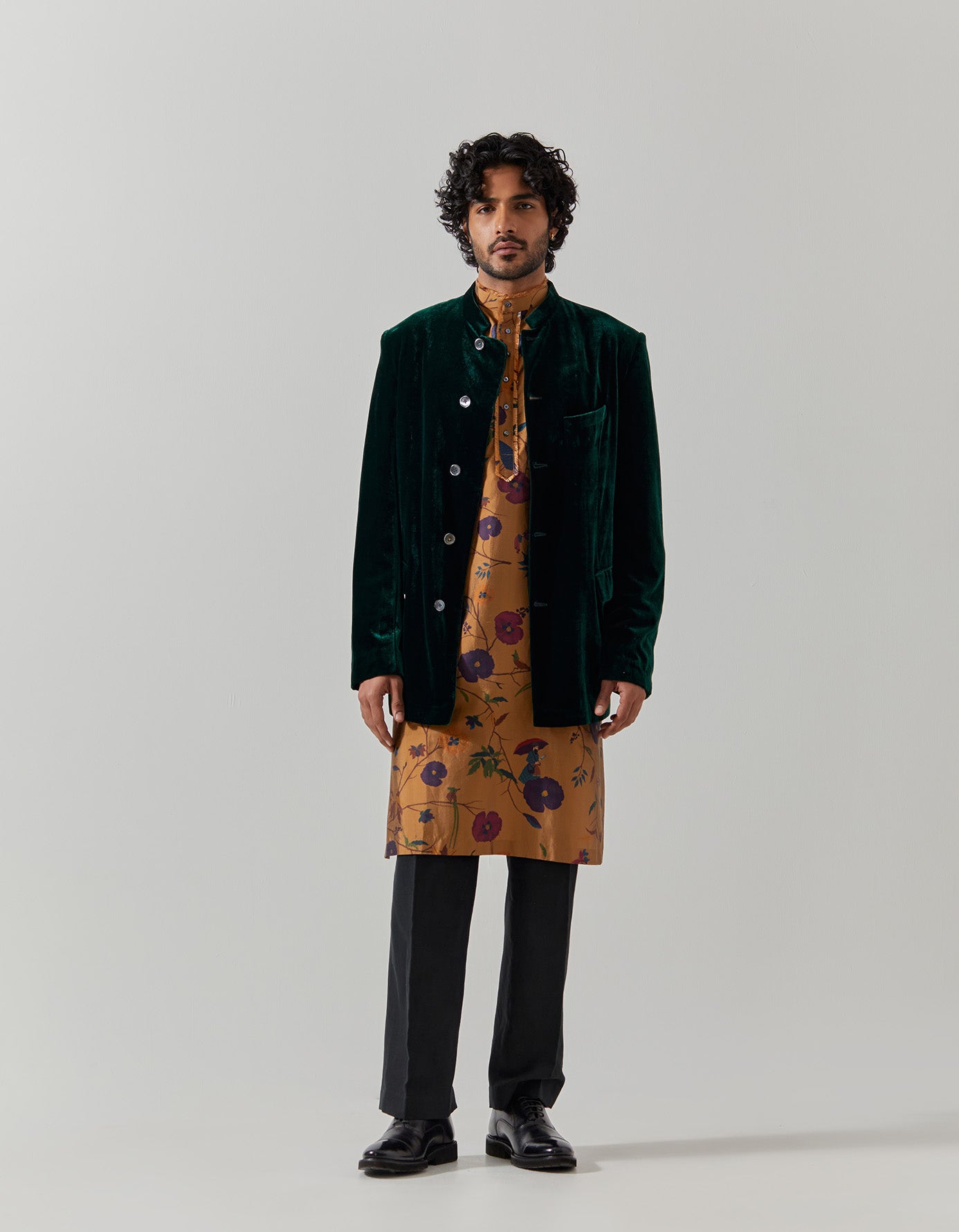 Luxury Green Velvet Bandhgala Jacket for Men | Elegant Indian Wedding Sherwani | Perfect for Weddings, Festivals & Formal Events