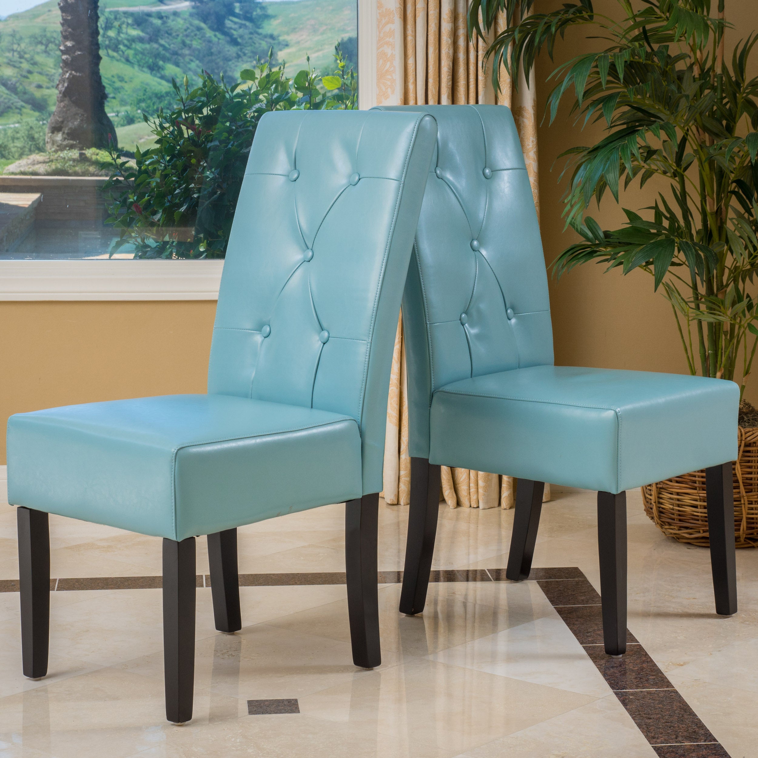 CARTER 5-Tufted KD Dining Chairs, Set of 2 - Modern Upholstered Kitchen Chairs for Dining Room, Restaurant & Home Decor