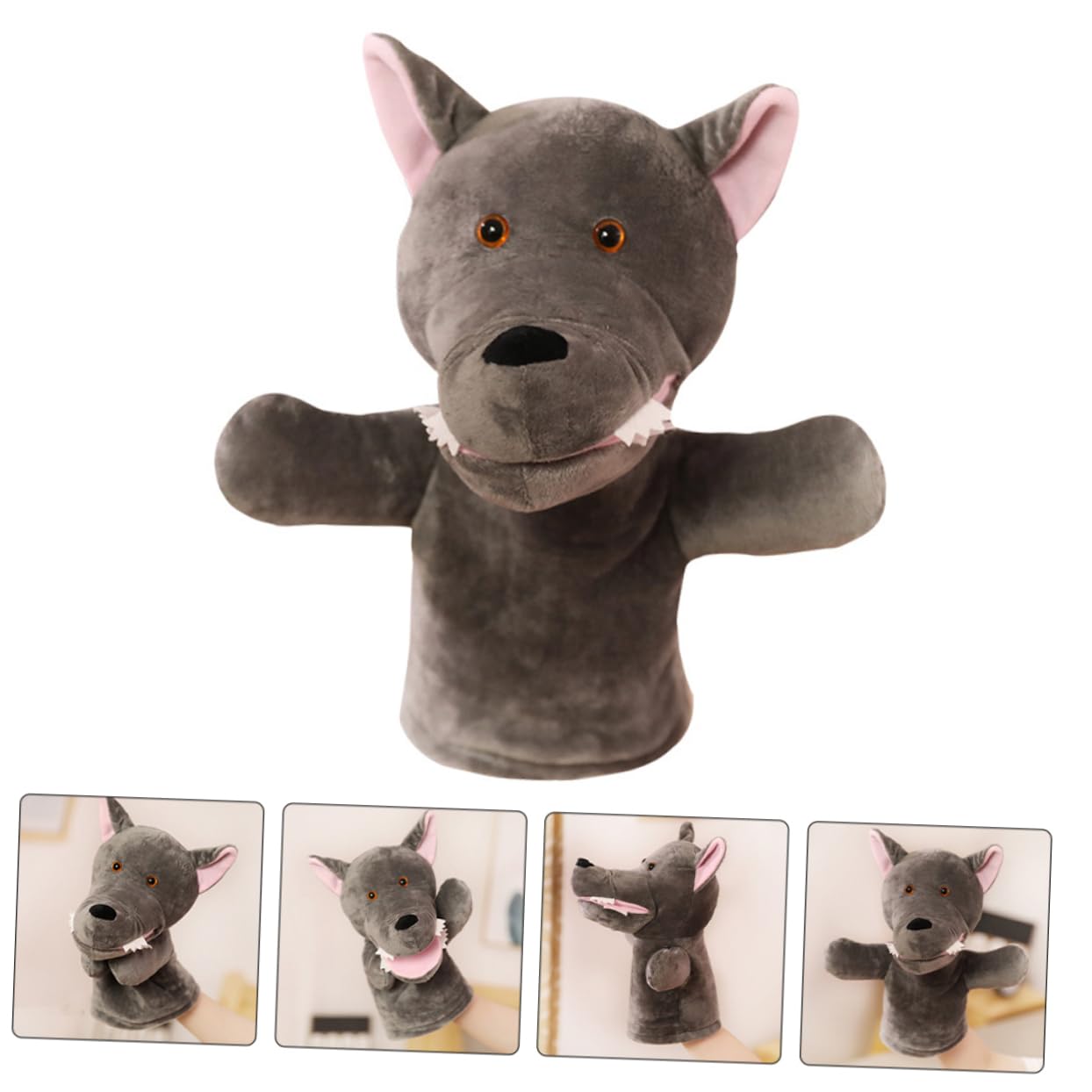 Phenofice Zoo Animal Hand Puppets - Soft Plush Stuffed Animal Puppets for Kids, Jungle & Farm Animal Toys (Dark Grey Cotton) - Perfect for Storytelling, Pretend Play & Early Childhood Education
