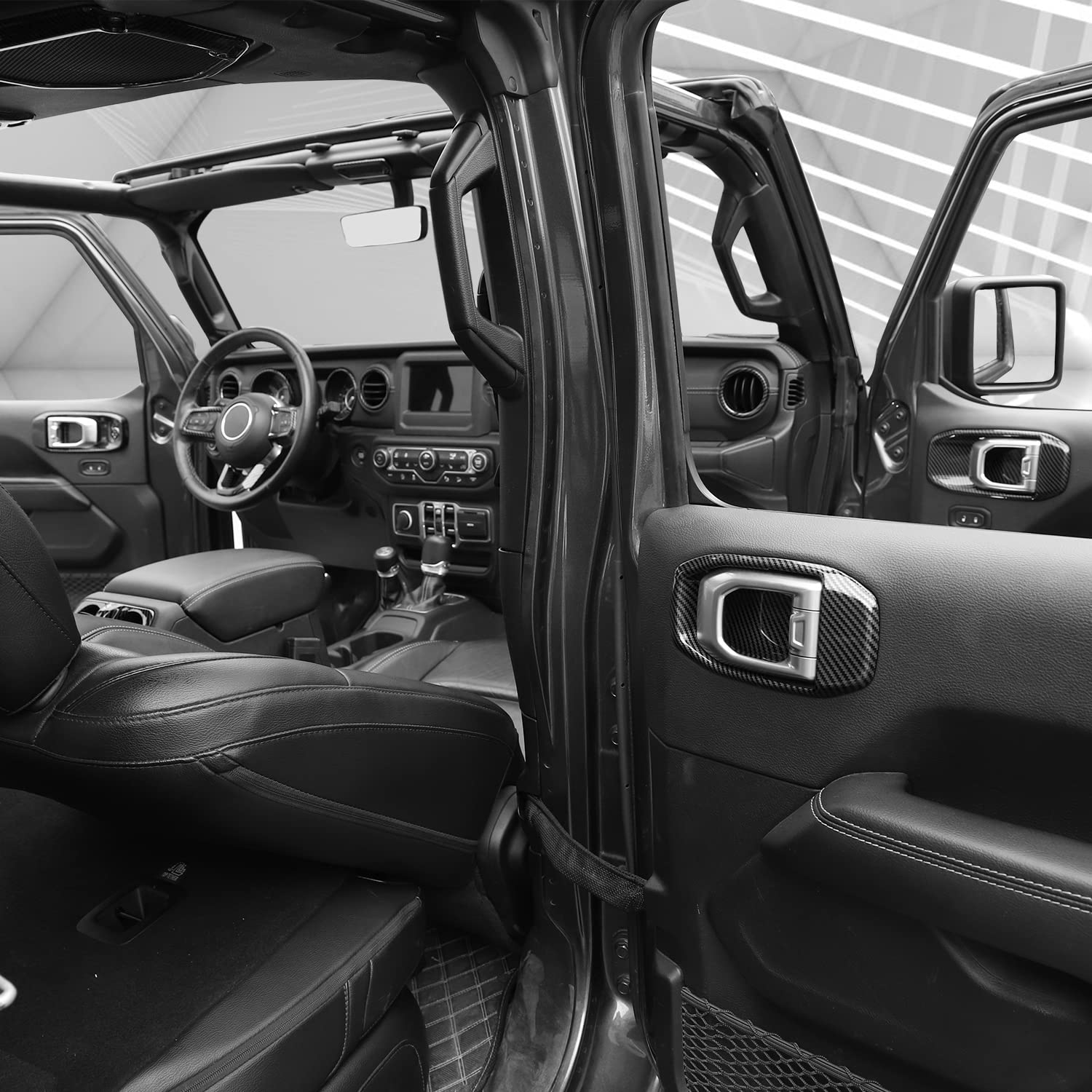 Carbon Fiber Interior Trim Kit for Jeep Wrangler JL/JLU & Gladiator JT (2018-2023) - 21pcs Dashboard Accessories | Upgrade Your Ride's Style & Protection for Off-Road Adventures