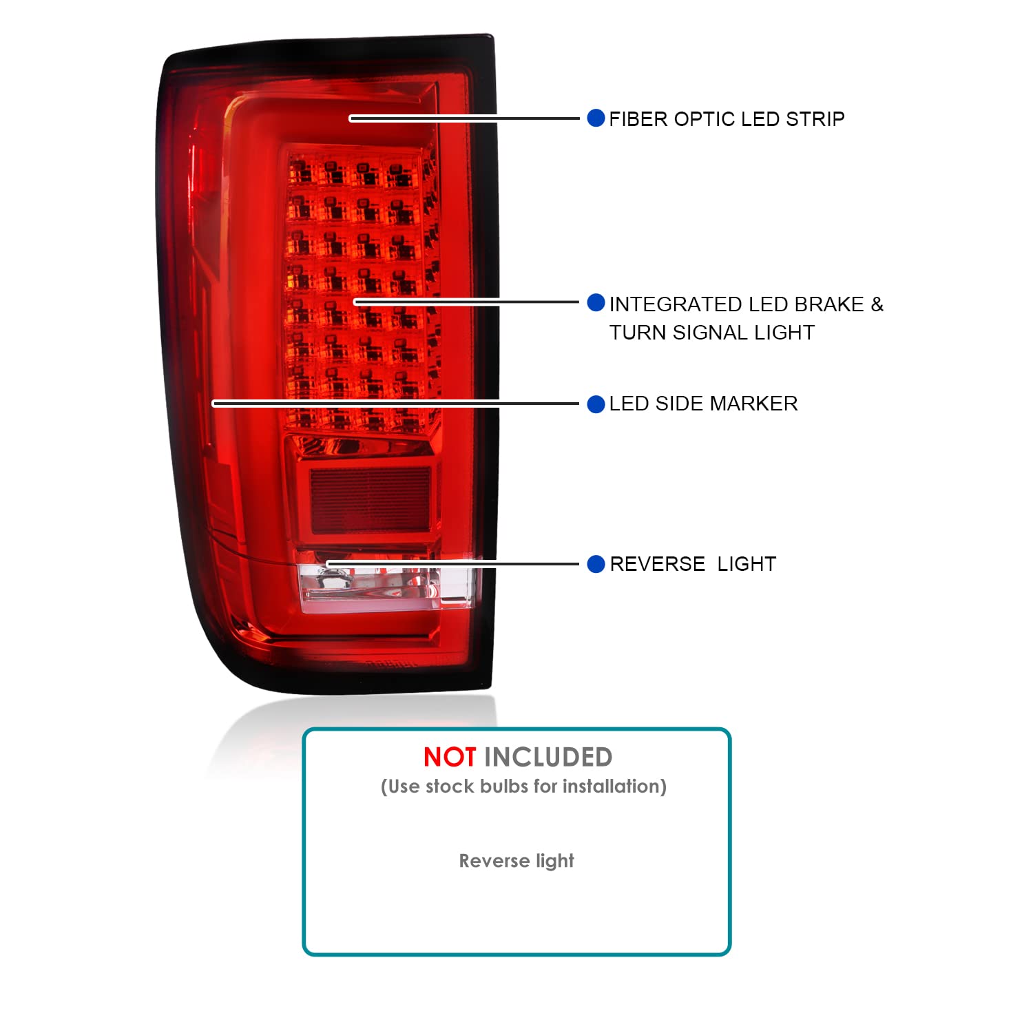 Spec-D Tuning Red LED Tail Lights with LED Light Bar for 2004-2015 Nissan Titan - Left & Right Pair Assembly - Upgrade Your Truck's Style & Visibility for Night Driving & Custom Look
