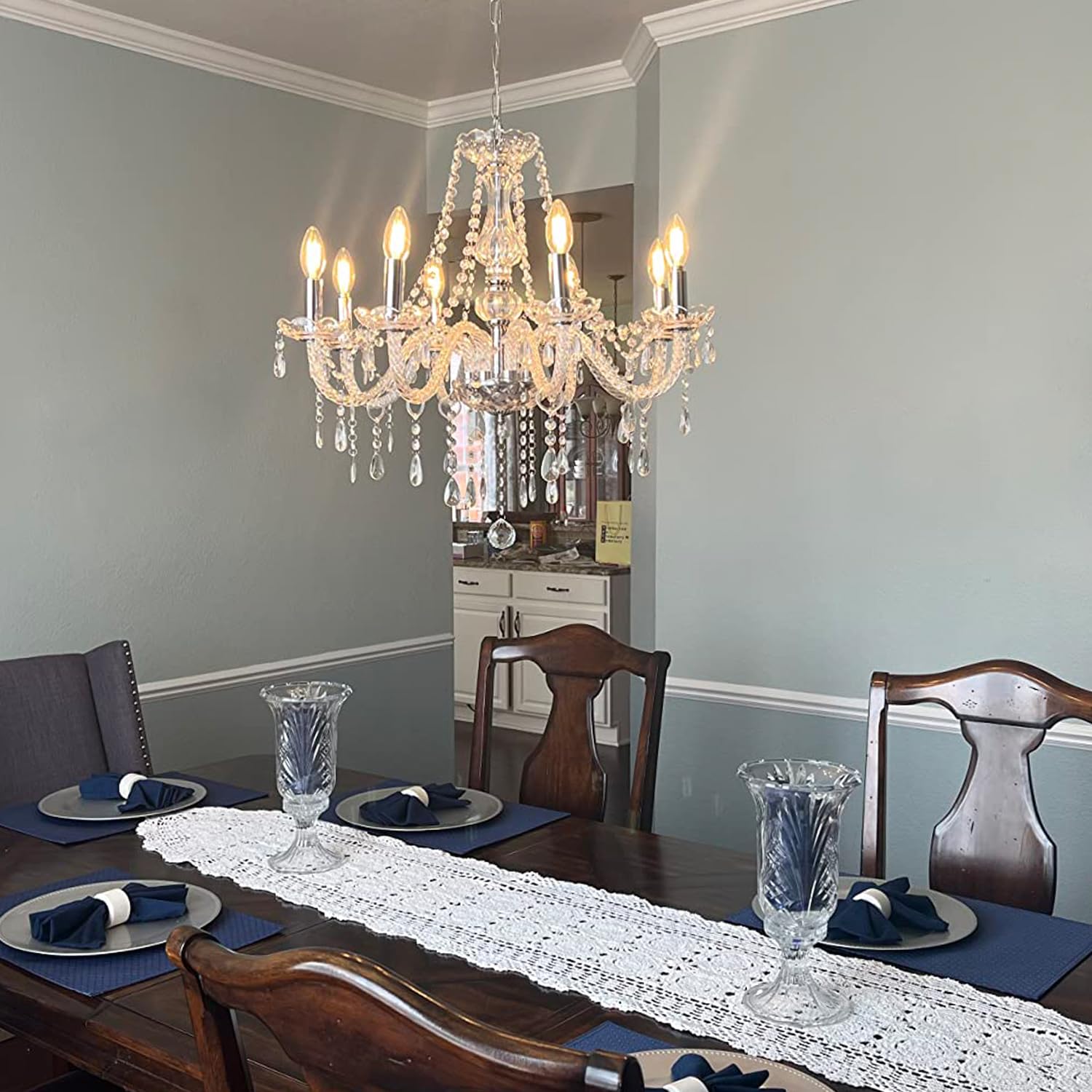 CRYSTOP Modern 8-Light Crystal Chandelier - 31.5
