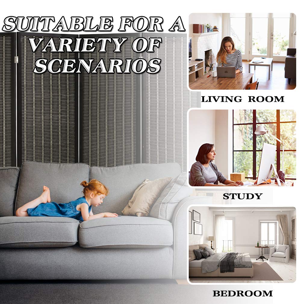 4-Panel Bamboo Room Divider Folding Privacy Screen - 72