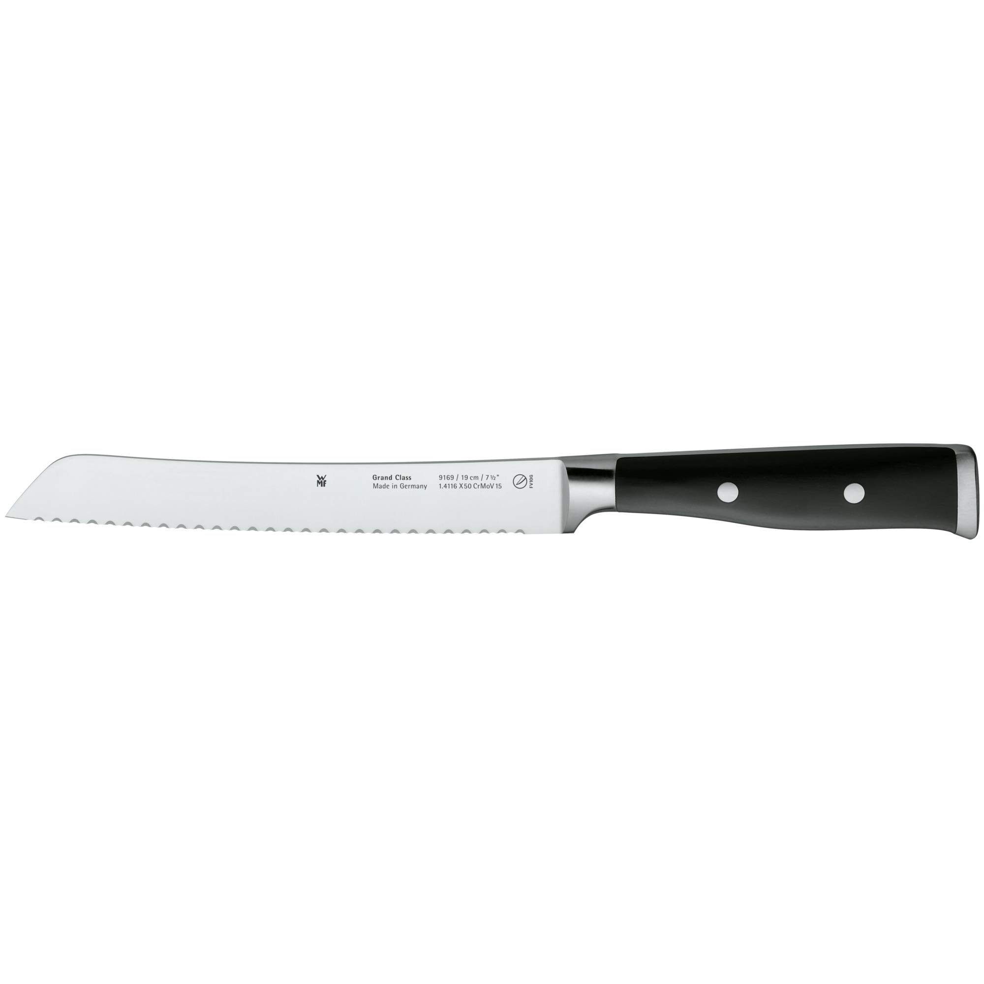 WMF 19cm Grand Class Bread Knife - Premium Black Stainless Steel Serrated Blade for Slicing Bread, Cakes & Pastries - Perfect for Home Bakers & Professional Kitchens