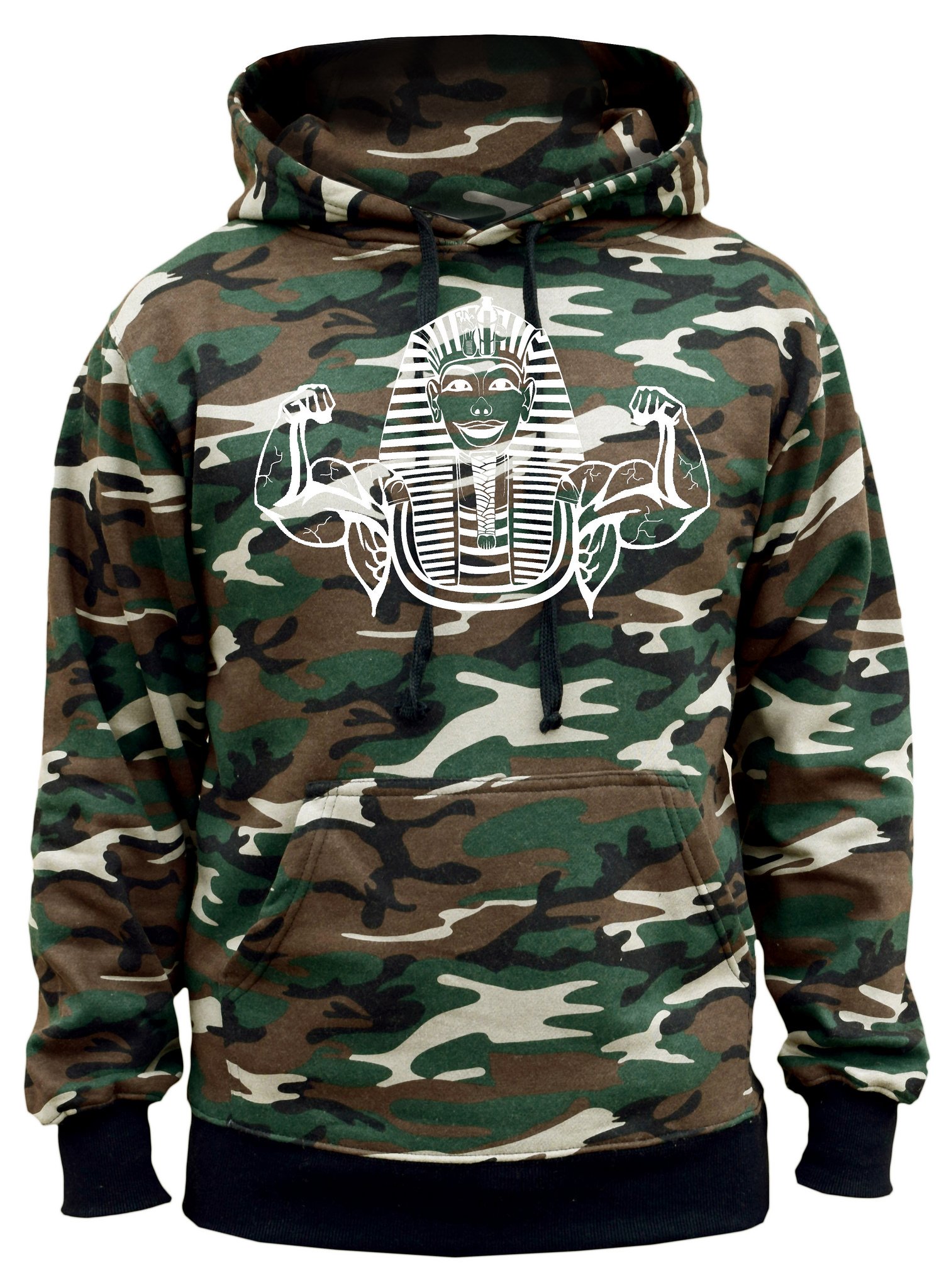 Interstate Apparel Men's Muscle Flex Buff Pharaoh Camo Hoodie - Workout & Gym Hooded Sweatshirt for Fitness & Outdoor Activities