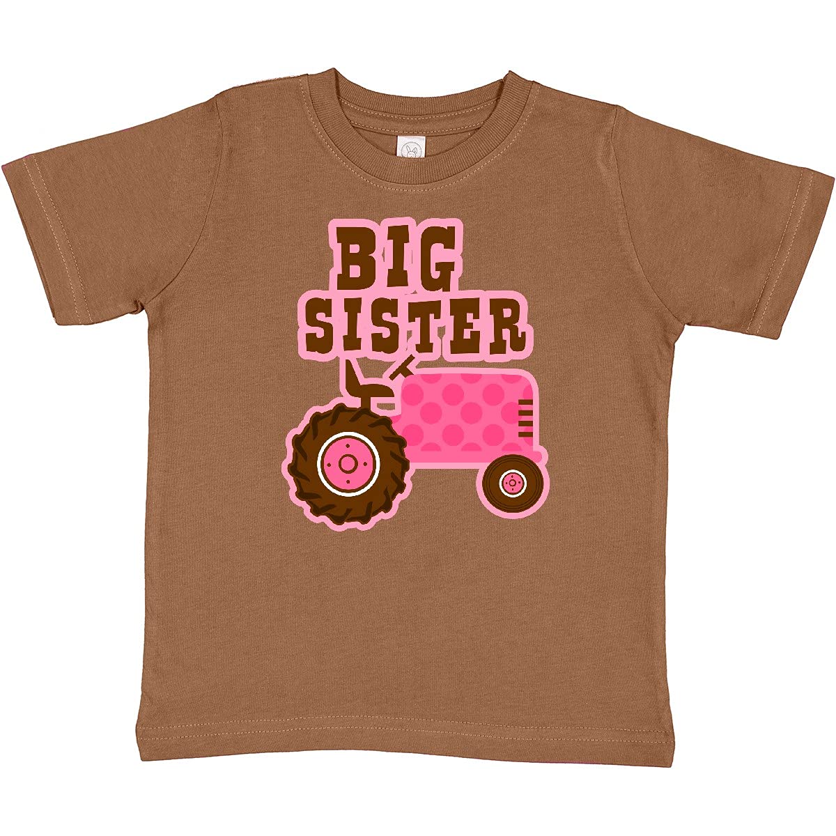 Inktastic Pink Tractor Big Sister Toddler T-Shirt - Cute Farm Theme Cotton Tee for Toddler Girls, Sibling Matching Outfit, Birthday Gift Idea for Farm Lovers (Playdates, Family Photos, Farm Visits)