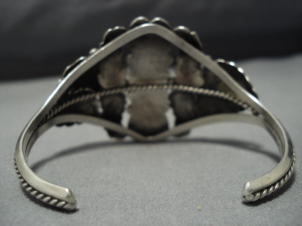 Vintage Native American Navajo Sterling Silver Turquoise Bracelet - Handmade Cuff with Leaf Design for Women | Perfect for Boho, Festival & Everyday Wear