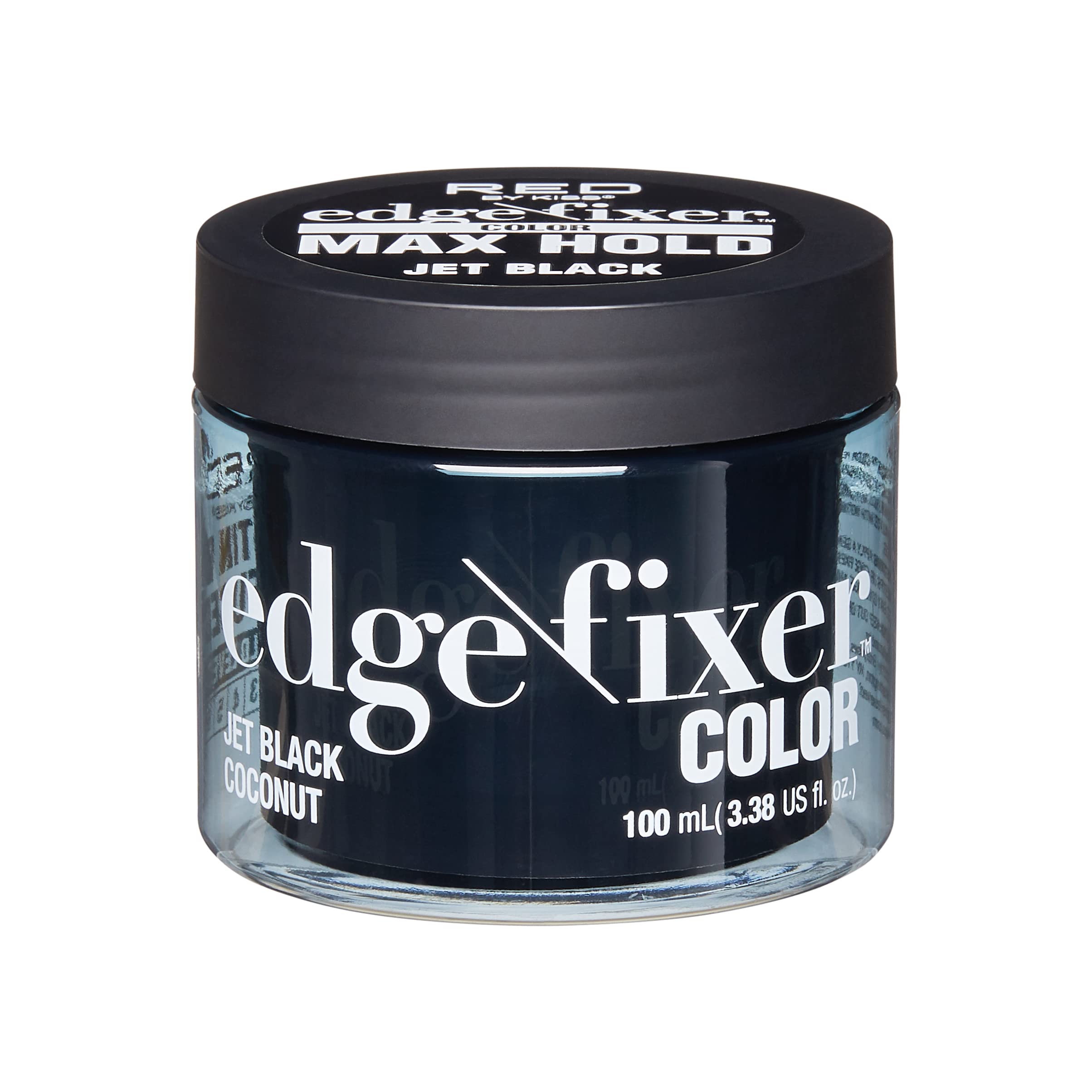 Red by Kiss Color Edge Fixer 24HR Max Hold Edge Control Pomade - Fly Away & Frizz Control for Natural Hair - Jet Black (100mL) - Perfect for Sleek Hairstyles, Braids & Professional Looks