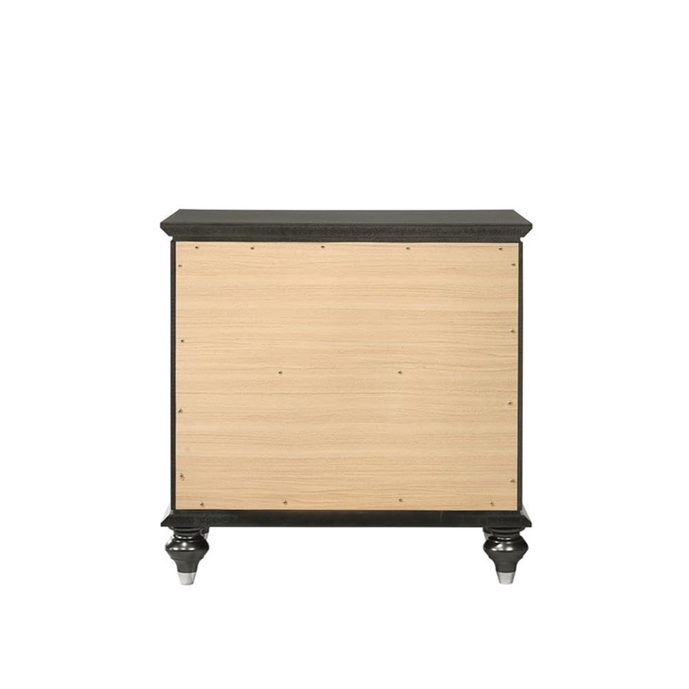 Acme Kaitlyn Wooden 2-Drawer Nightstand in Metallic Gray - Modern Bedside Table for Bedroom with Storage Space, Perfect for Small Spaces & Apartment Living