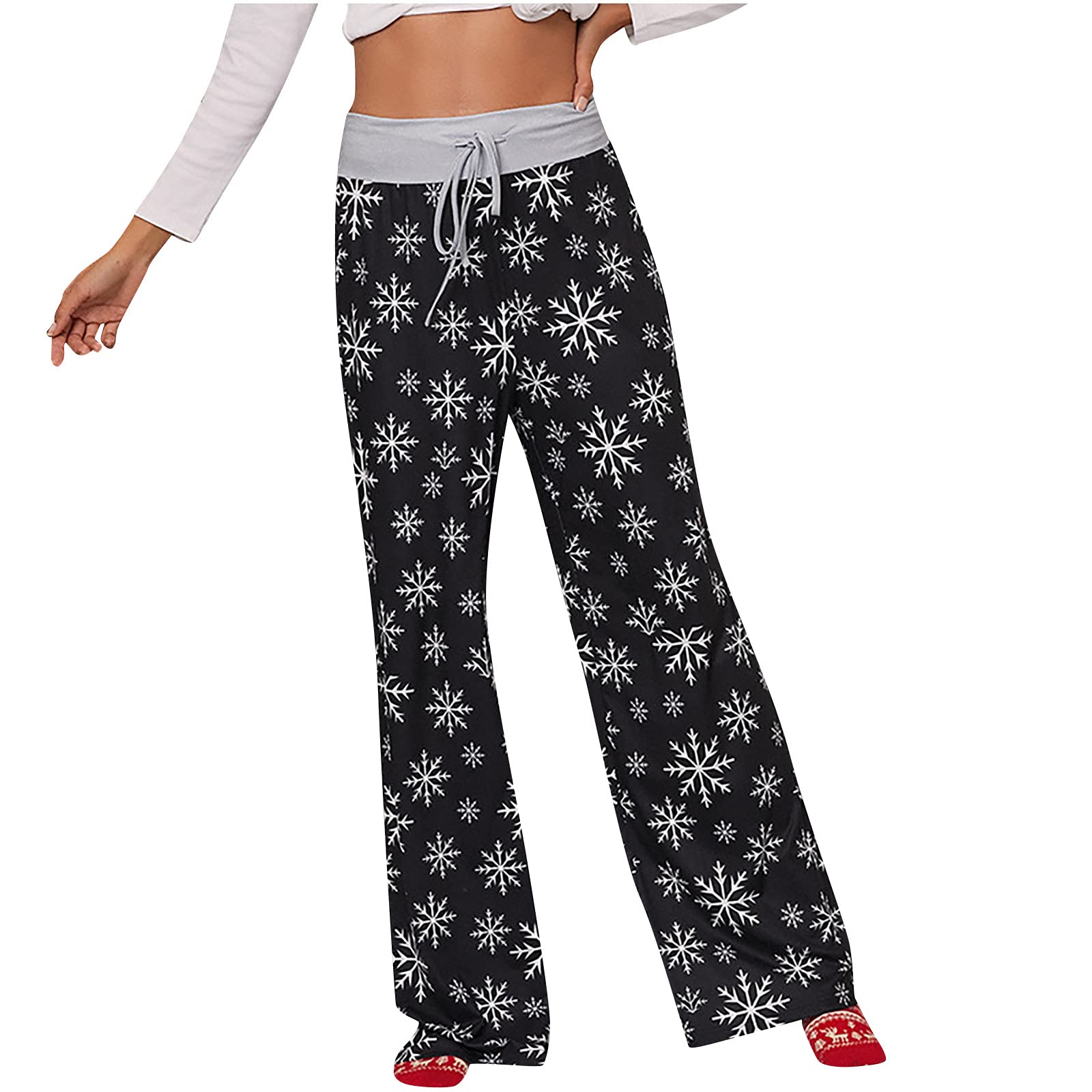 Women's Loose Fit Bandage Lace Pants - Summer & Fall Casual Graphic Print Lounge Pants for Holiday & Christmas - Comfortable Nightwear & Sleepwear for Women - Perfect for Home Relaxation, Vacation Outfits and Cozy Nights