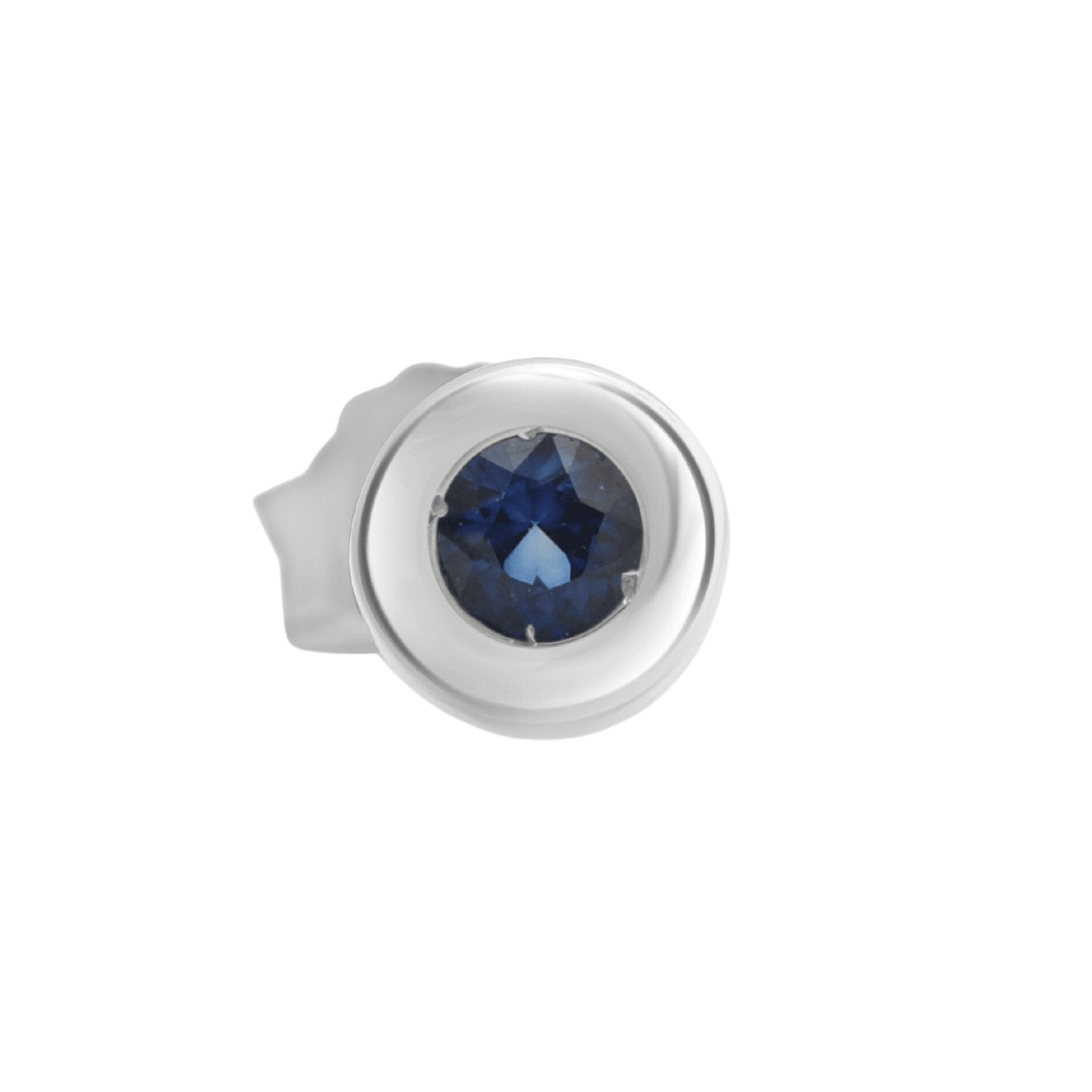 14K White Gold Bezel Set Sapphire Threaded Earrings - Elegant & Durable Jewelry for Women, Perfect for Weddings, Parties & Everyday Wear