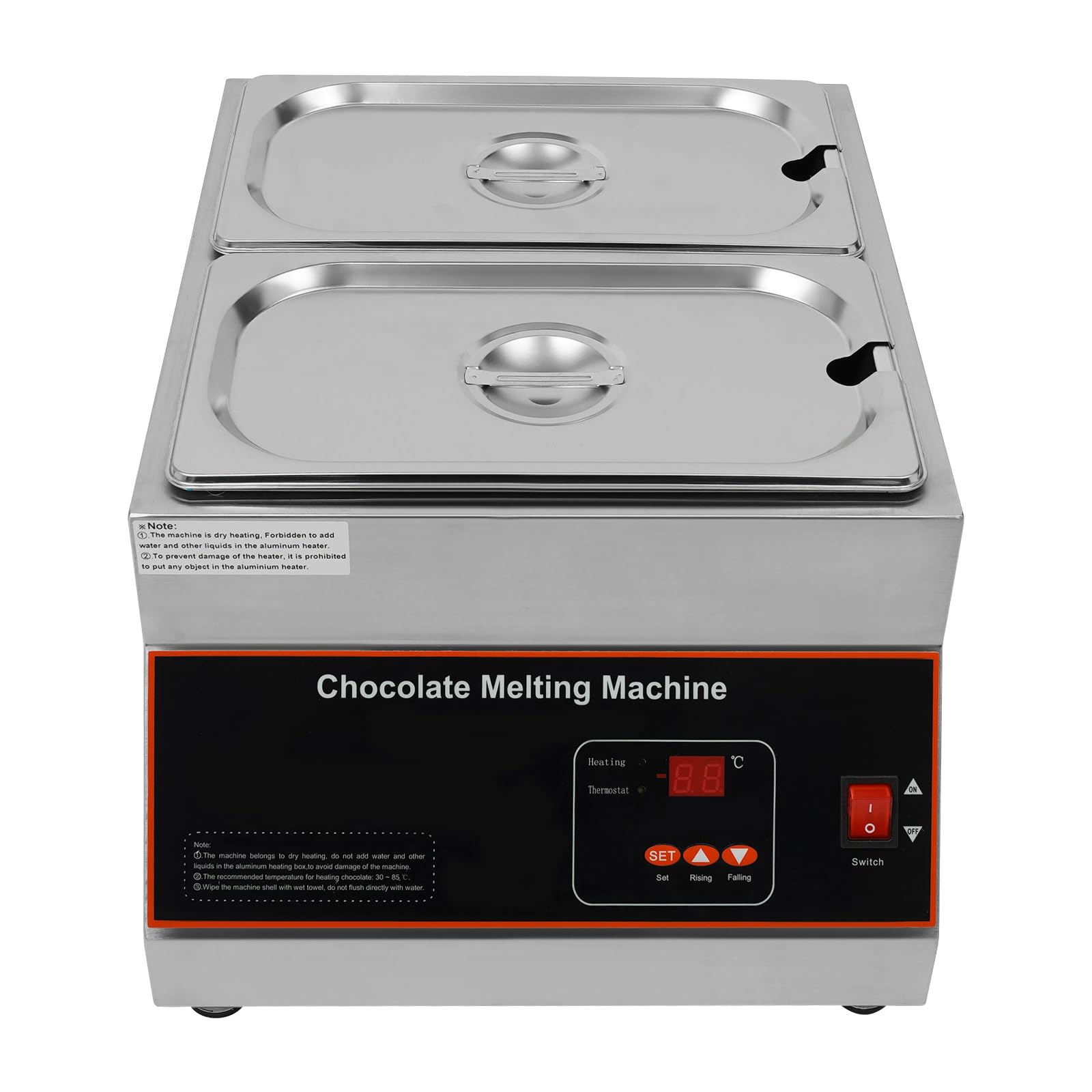 **500W Electric Chocolate Melting & Tempering Machine with Temperature Control - 2 Tanks Commercial Warmer for Chocolate, Milk, Coffee, Cheese & Soup - Perfect for Bakeries, Cafés & Candy Shops**