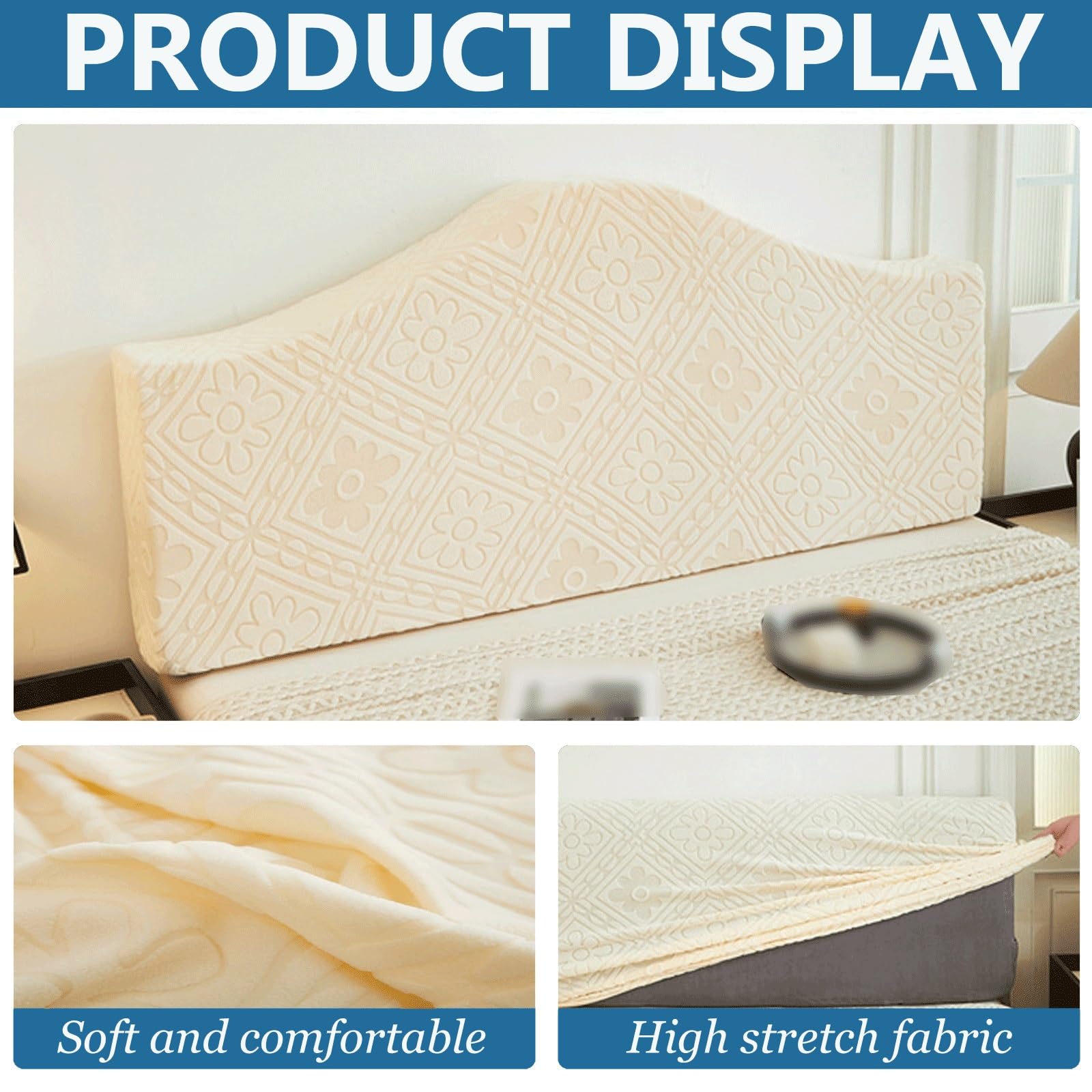 Quilted Headboard Cover for Full, Queen & King Size Beds - Thick Dustproof Headboard Slipcover Protector (67-75 inch/170-190cm) - Perfect for Bedroom Decor & Dust Protection