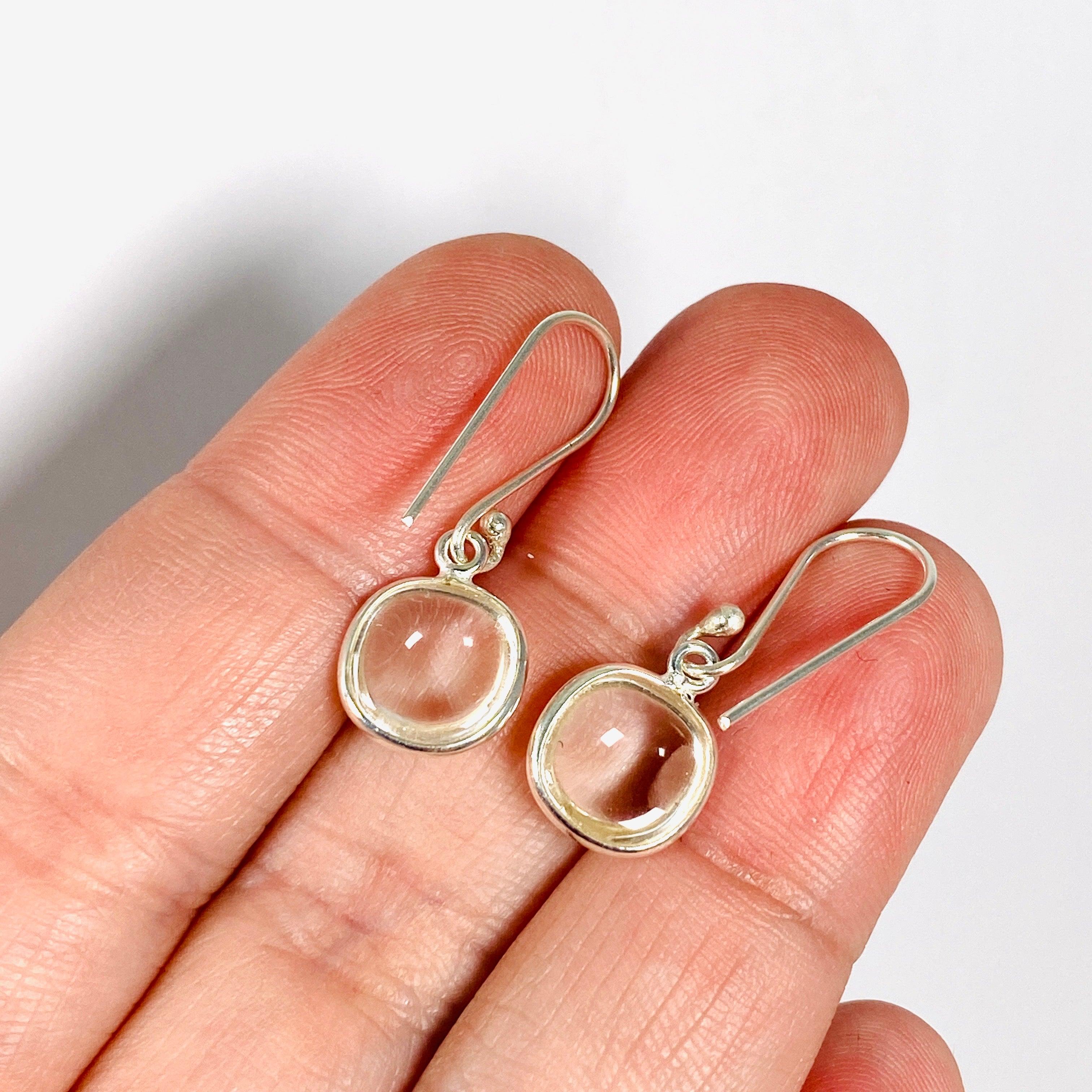 Natural Clear Quartz Round Stud Earrings for Women - Hypoallergenic Crystal Jewelry Gift for Everyday Wear & Special Occasions