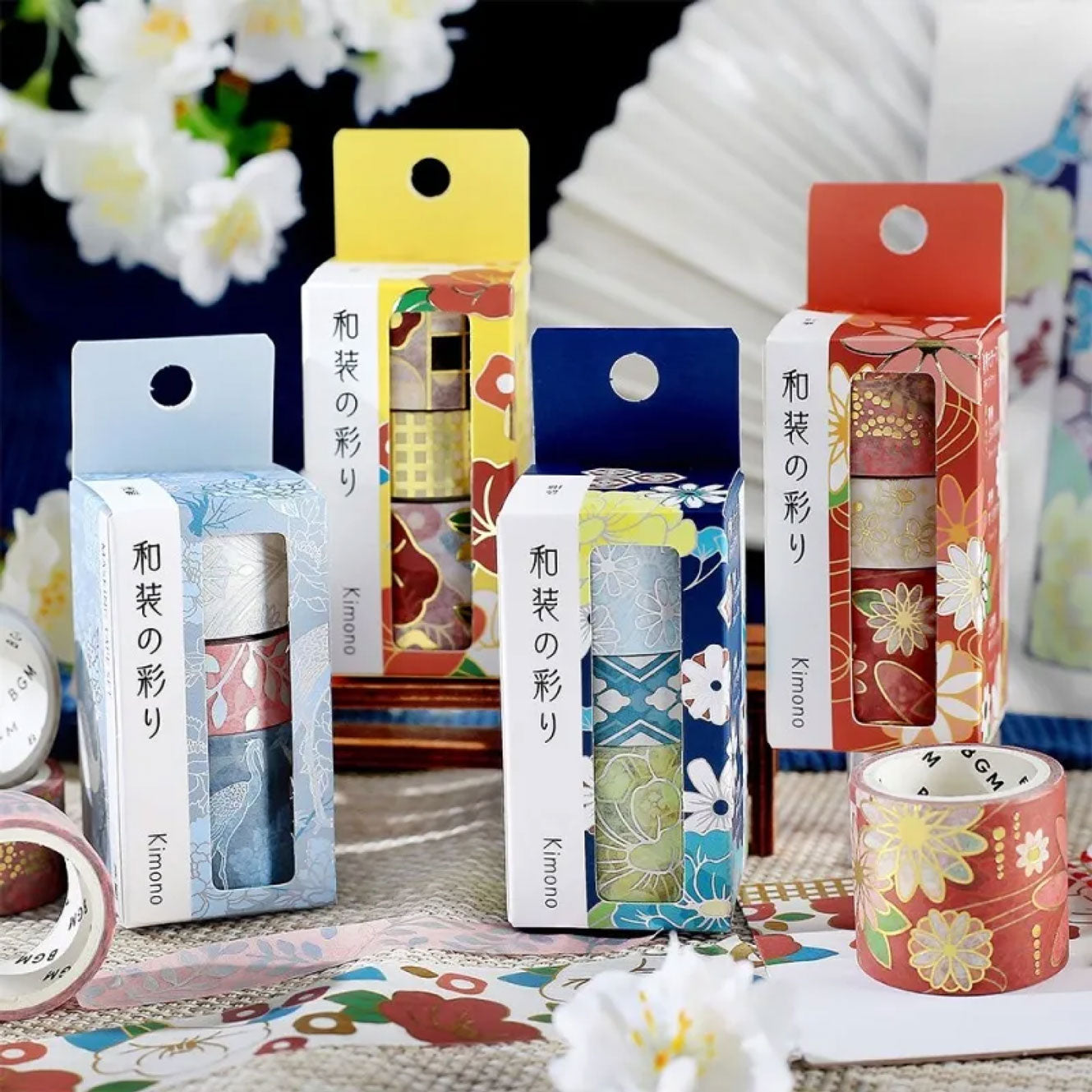 Japanese Washi Tape Set - Kimono Design for Scrapbooking, Journaling & DIY Crafts | BGM Collection Set 1