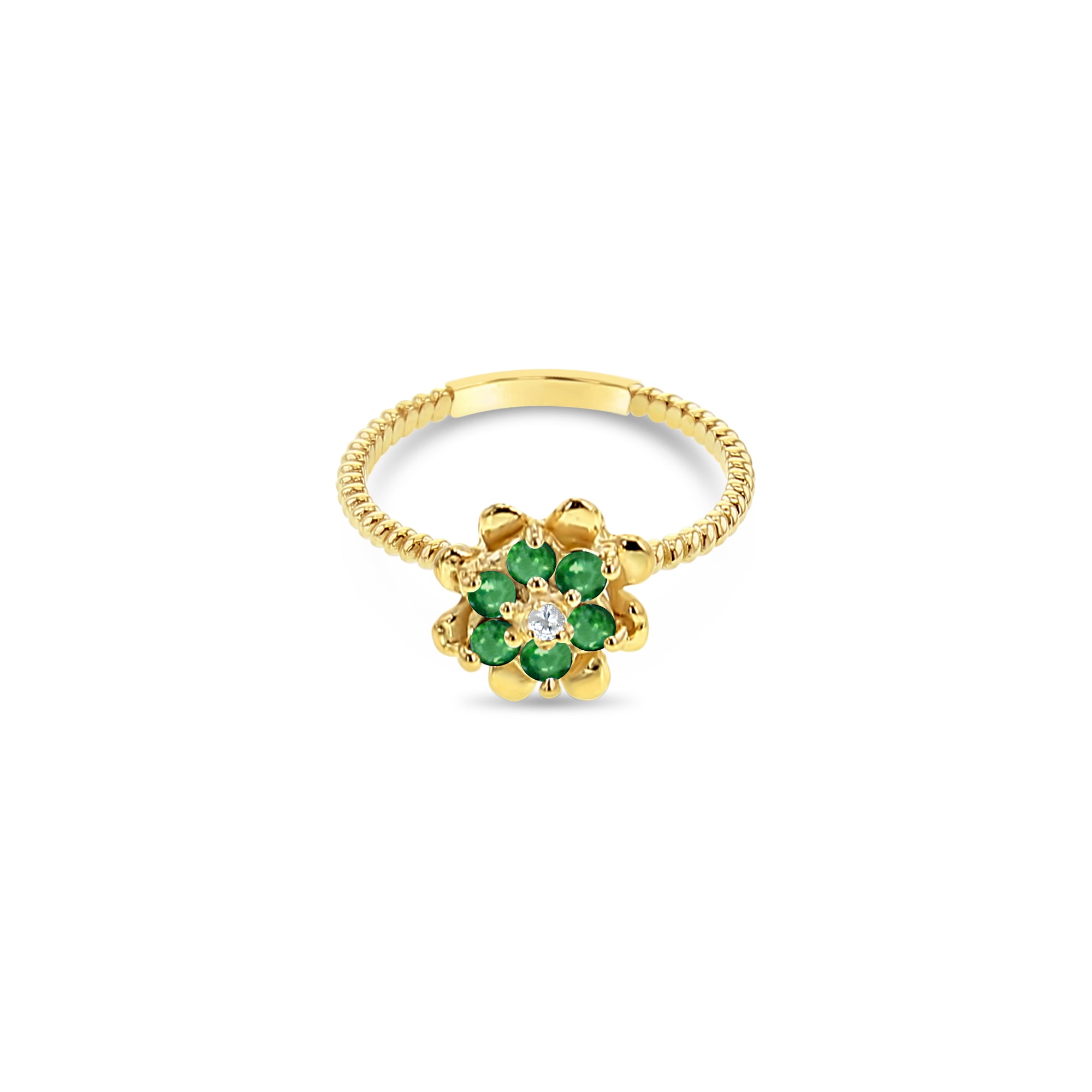 14K Yellow Gold Custom Gemstone Small Tulip Ring - Elegant Floral Jewelry for Women, Perfect for Weddings, Anniversaries & Everyday Wear