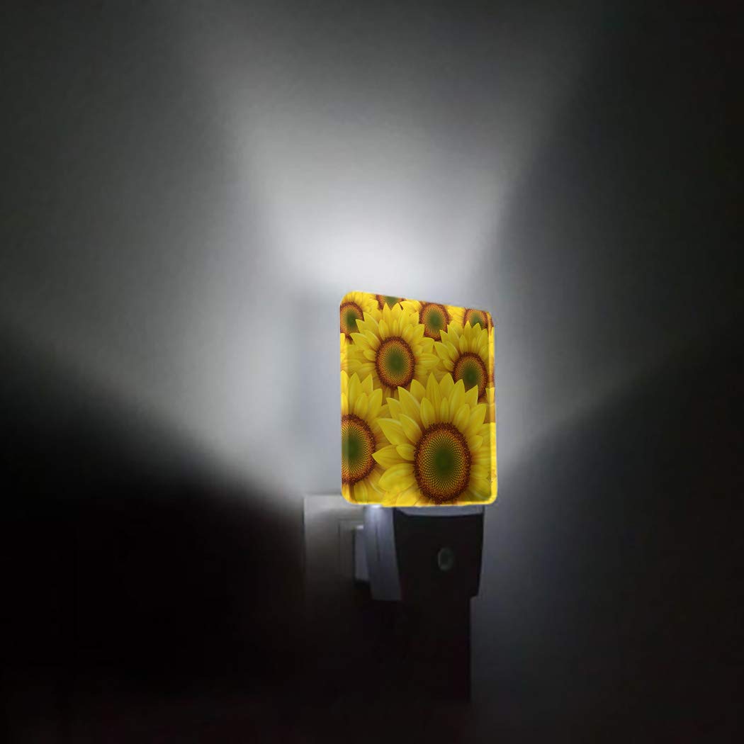 Sunflower Yellow LED Night Light Plug in with Light Sensor - Romantic Bedroom Nightlight for Nursery, Kids, Boys & Girls - Perfect for Bedrooms, Hallways & Nurseries