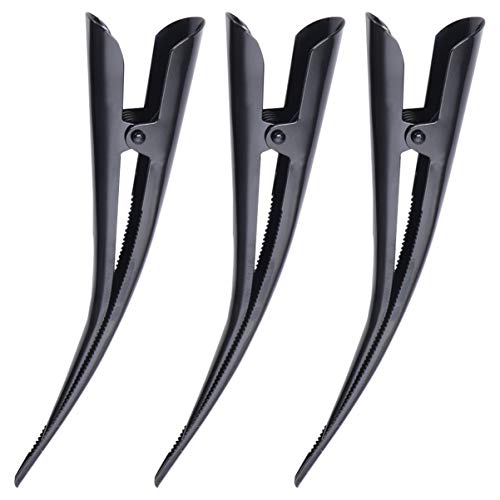 KALLORY 3-Piece Metal Duckbill Hair Clips - Alligator Hair Barrettes & Pins for Women (Black) | Hair Accessories for Styling, Updos & Everyday Use