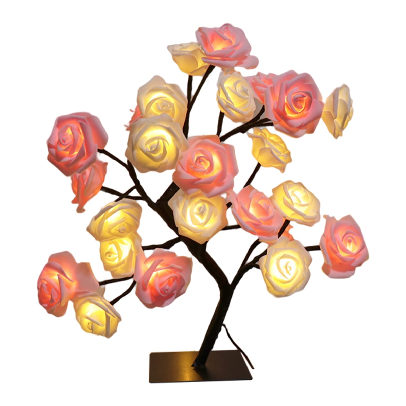 Unizhouxi LED Rose Tree Night Light - Romantic Pink Plastic Table Lamp for Valentine's Day, Bedroom Decor & Nursery Nightlight - Perfect for Gift Giving, Home Decoration & Mood Lighting
