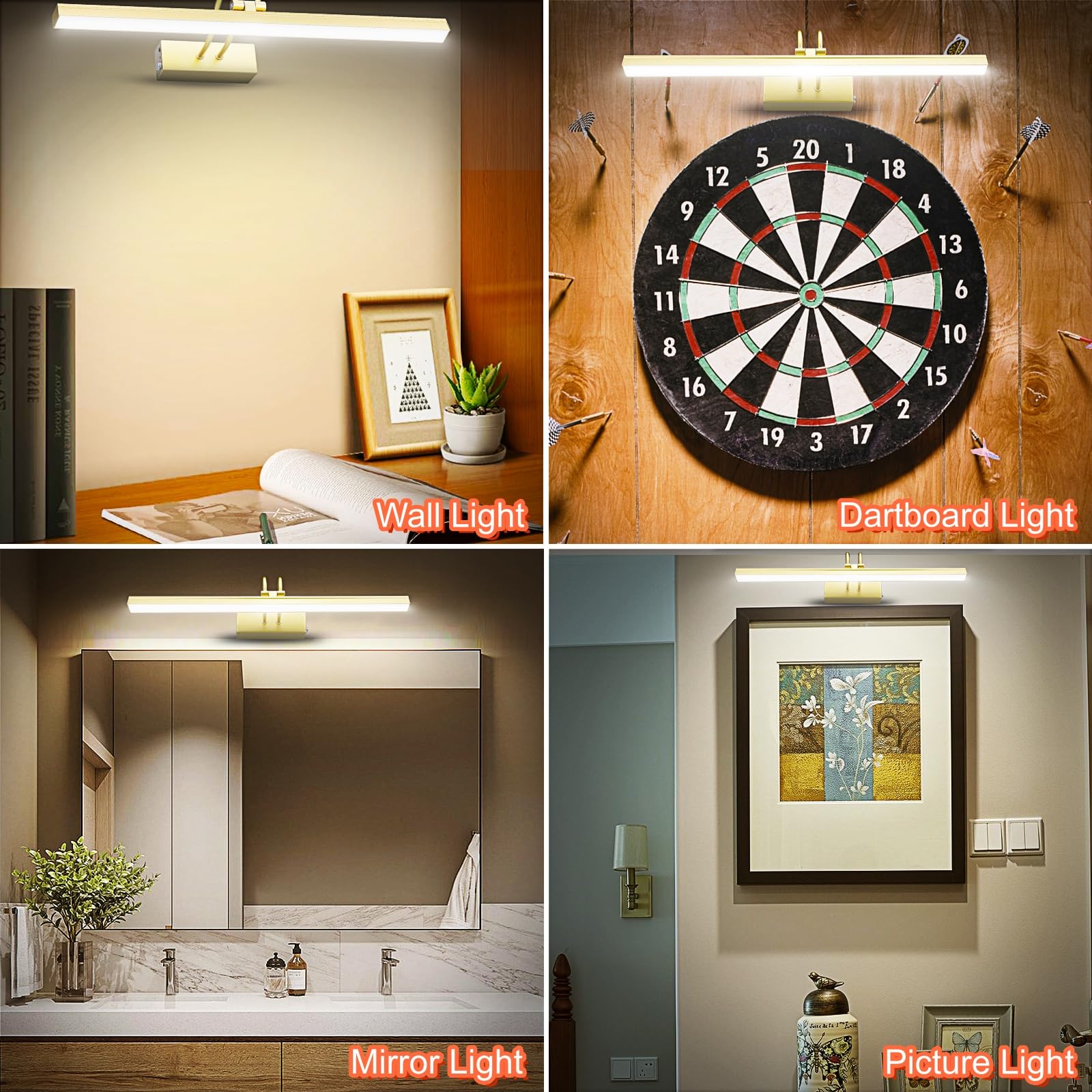 Rechargeable Battery Operated Picture Light with Remote - 60 LED Dimmable Wireless Wall Art Light for Paintings, 20 Inch Brass Gallery Lighting | Perfect for Home Decor, Museum Displays & Artwork Illumination