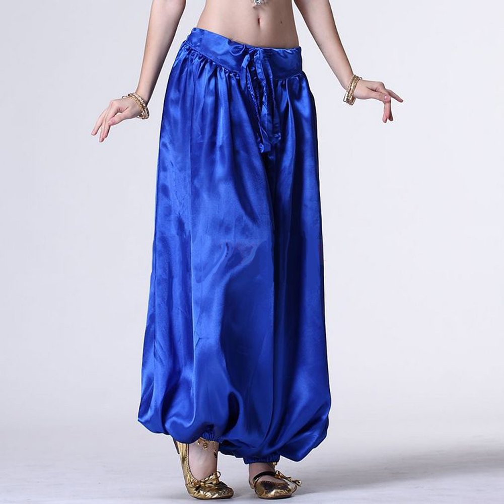 MUNAFIE Metallic Palazzo Pants for Praise Dance, Belly Dance & Carnival - Shiny Satin Celebration Pants - Perfect for Arab Festivals, Performances & Costume Parties