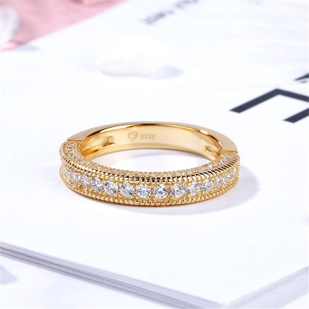 Jeulia 14K Gold Plated Sterling Silver Round Cut Women's Band Ring - Perfect for Engagement, Wedding, Anniversary, Birthday Gifts for Girlfriend & Wife (Includes Jewelry Box) | Elegant Jewelry for Special Occasions & Daily Wear