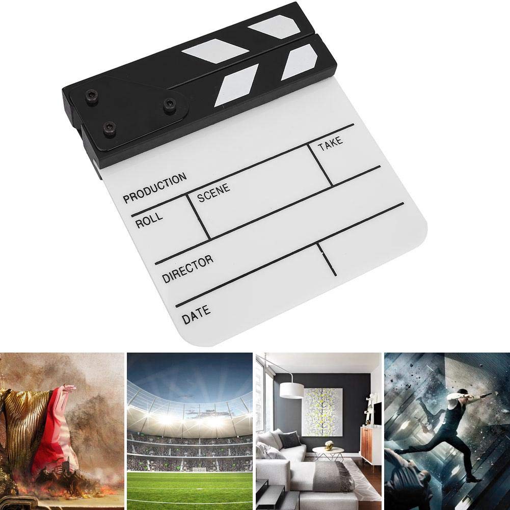Professional Mini Acrylic Waterproof Clapperboard - Film Director Slate Board for Movie Making, TV Production & YouTube Videos | Includes Marker Pen | Perfect for Film Sets, Advertising Shoots, Cosplay & Home Decoration (Black Frame + White Writing Surface)