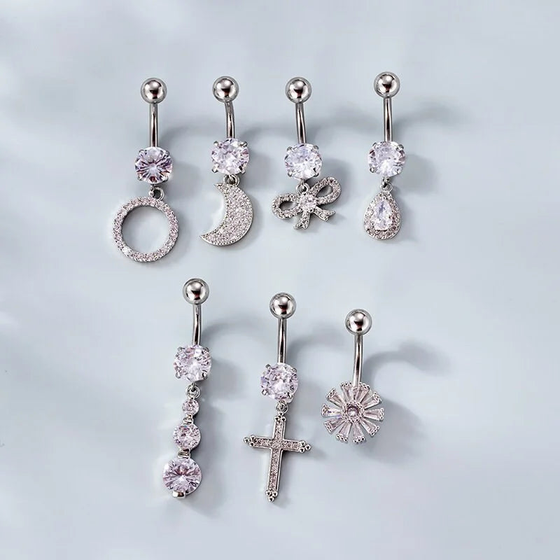 14G Surgical Steel Dangle Navel Ring - Hypoallergenic Starfish Belly Button Piercing Jewelry | Perfect for Summer Beach Vacations & Body Piercing Enthusiasts