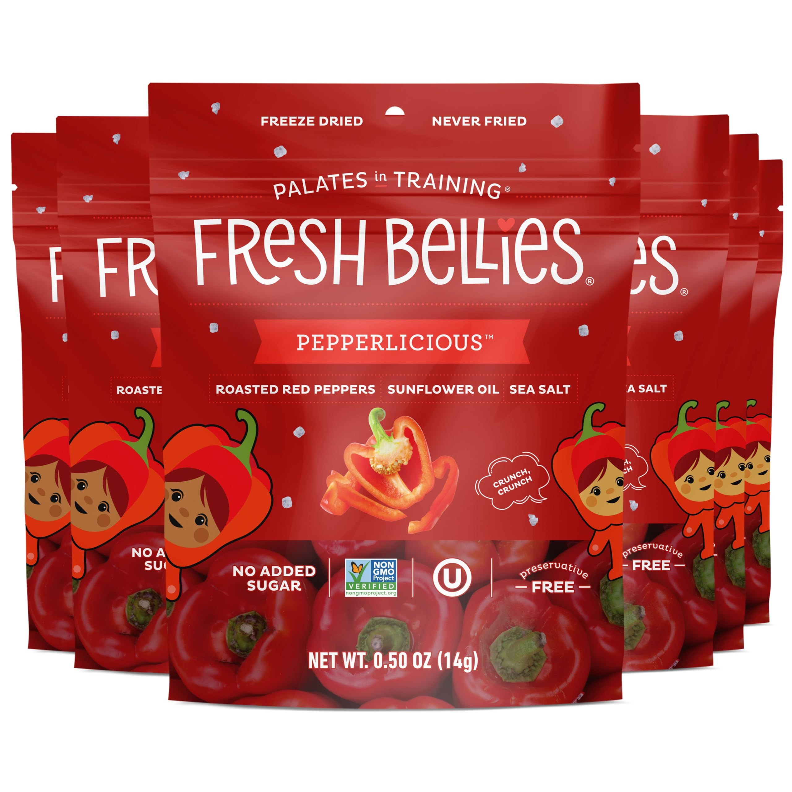 Freeze Dried Red Pepper Snacks for Kids & Toddlers - Healthy Vegan Baby Food with No Sugar Added, Gluten Free, 6 Pack (Pepperlicious) | Perfect for On-the-Go Snacking, Lunchboxes & Baby-Led Weaning