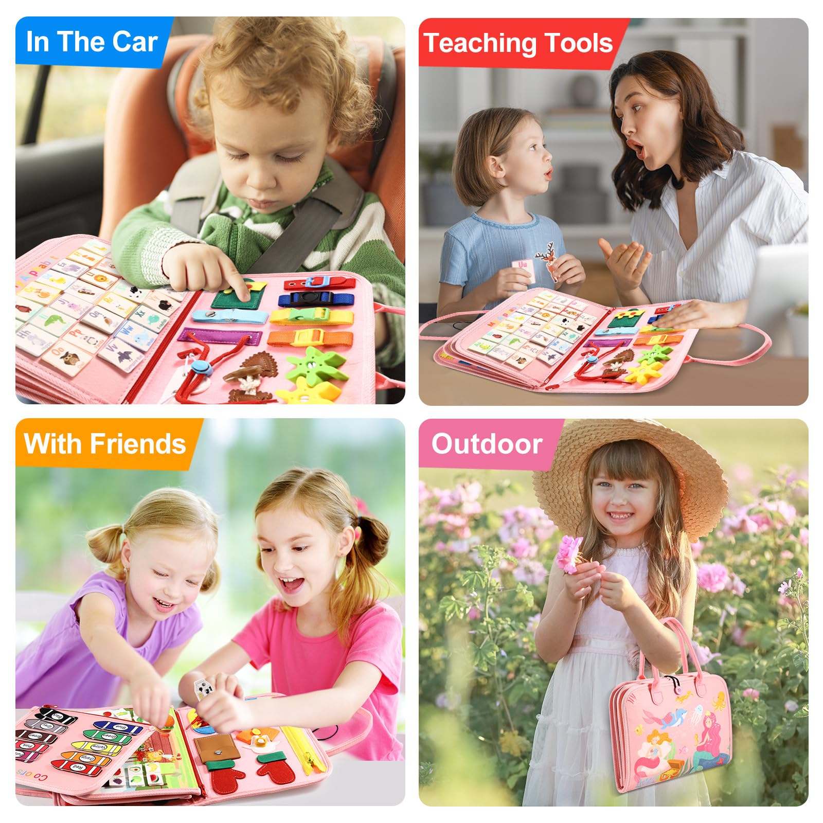 MINIBEAR Montessori Busy Board - Sensory Toys for Toddlers 1-4 Years Old, Autism Learning Toys for Fine Motor Skills Development - Perfect Travel Toys for Plane & Car Activities, Preschool Educational Gifts for Boys & Girls - Ideal for Home, Classroom & On-the-Go Learning
