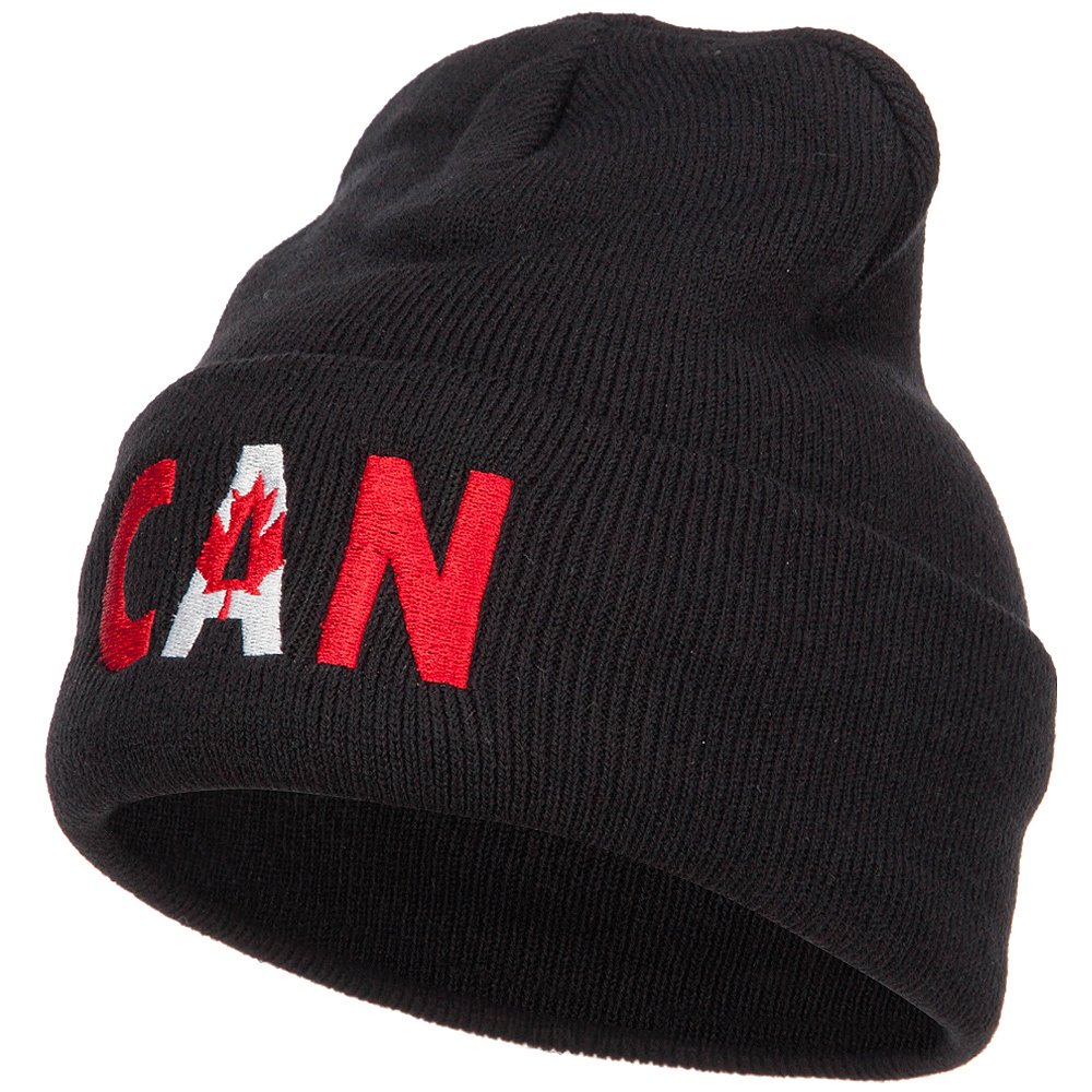Canada Flag Embroidered Long Beanie - Warm Winter Knit Hat for Men & Women - Perfect for Outdoor Activities, Hockey Games & Canadian Pride