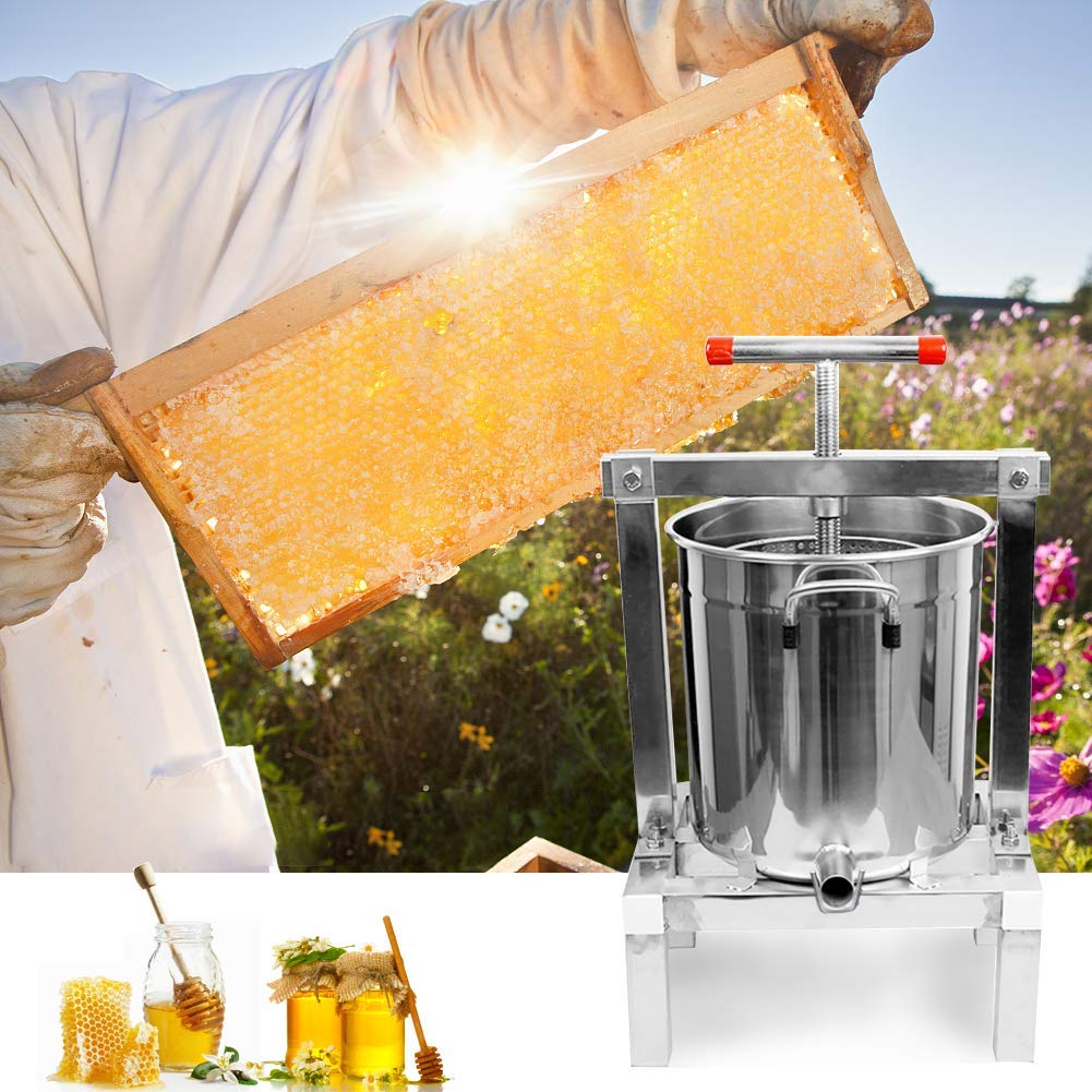 Manual Honey Extractor & Beeswax Press - Aimee-JL Large Bee Honey Press for Beekeeping, Grape & Fruit Juice Extraction, Wine Making Equipment for Home Use | Perfect for DIY Honey Harvesting, Fruit Processing & Homemade Wine Production