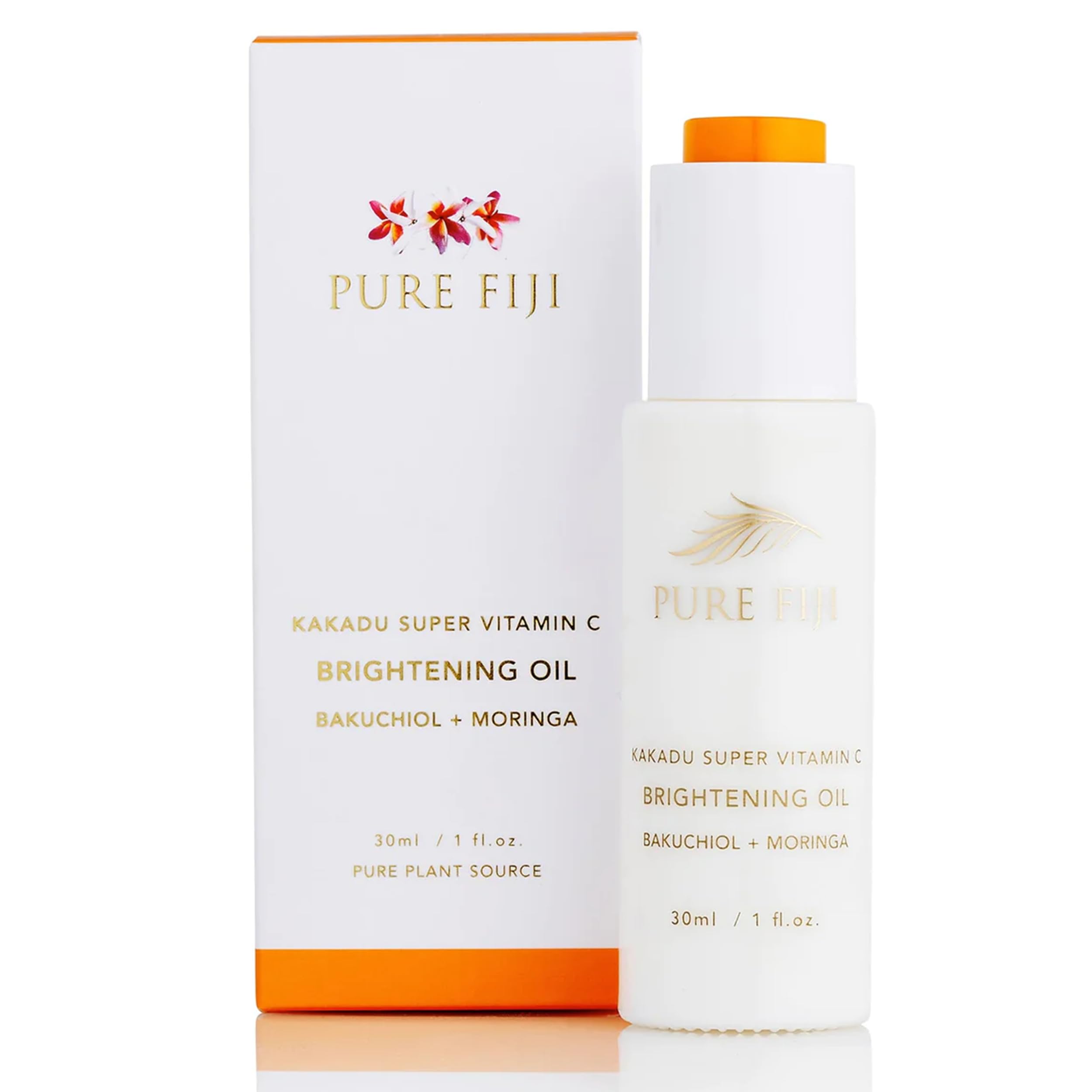 PURE FIJI Vitamin C Brightening Face Oil with Bakuchiol & Moringa - Anti-Aging Facial Oil for Women, Boosts Collagen, Evens Skin Tone, 1 Fl Oz - Perfect for Nighttime Skincare & Glowing Complexion