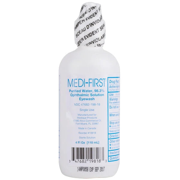 4oz Eye Wash Solution - Sterile Emergency Eye Rinse for Chemical Splash, Dust & Irritation Relief - First Aid Kit Essential for Home, Lab & Workplace Safety