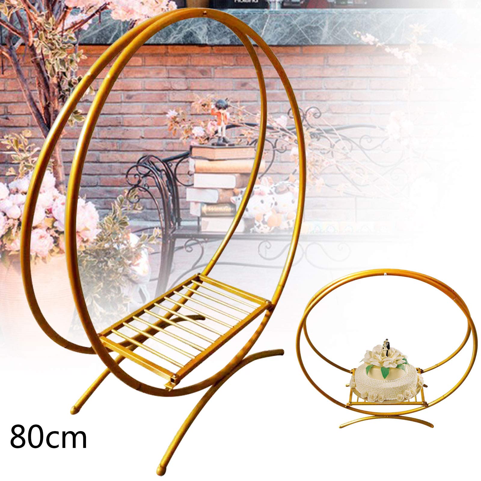 LOYALHEARTDY 31.5 Inch Double Ring Wedding Arch - Golden Metal Circle Backdrop for Wedding Decor, Cake Stand & Floral Hoop - Perfect for Outdoor Ceremonies, Photo Backdrops & Reception Decorations