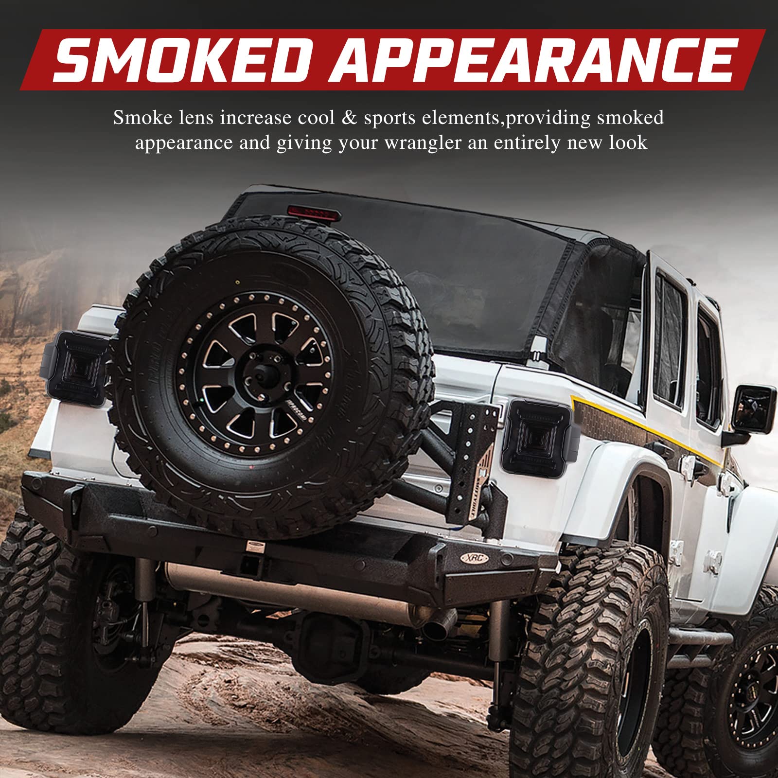 Smoked LED Tail Lights Replacement Kit for 2018-2022 Jeep Wrangler JL - Rear Brake Light, Turn Signal & Reverse Backup Assembly (Pair) - Upgrade Your Off-Road Adventure with Enhanced Visibility & Style